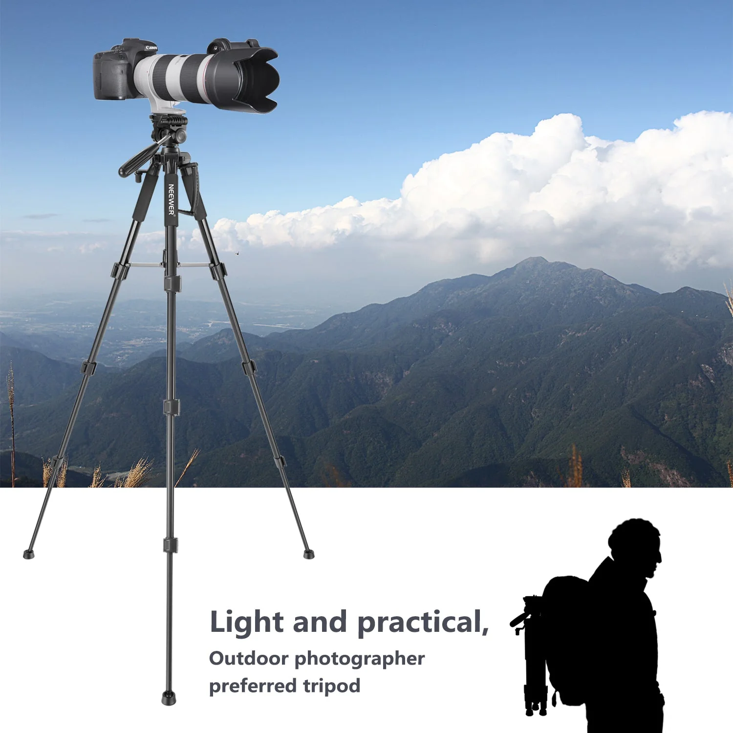 NEEWER SAB234 56'' Aluminum Camera Tripod - Image 7