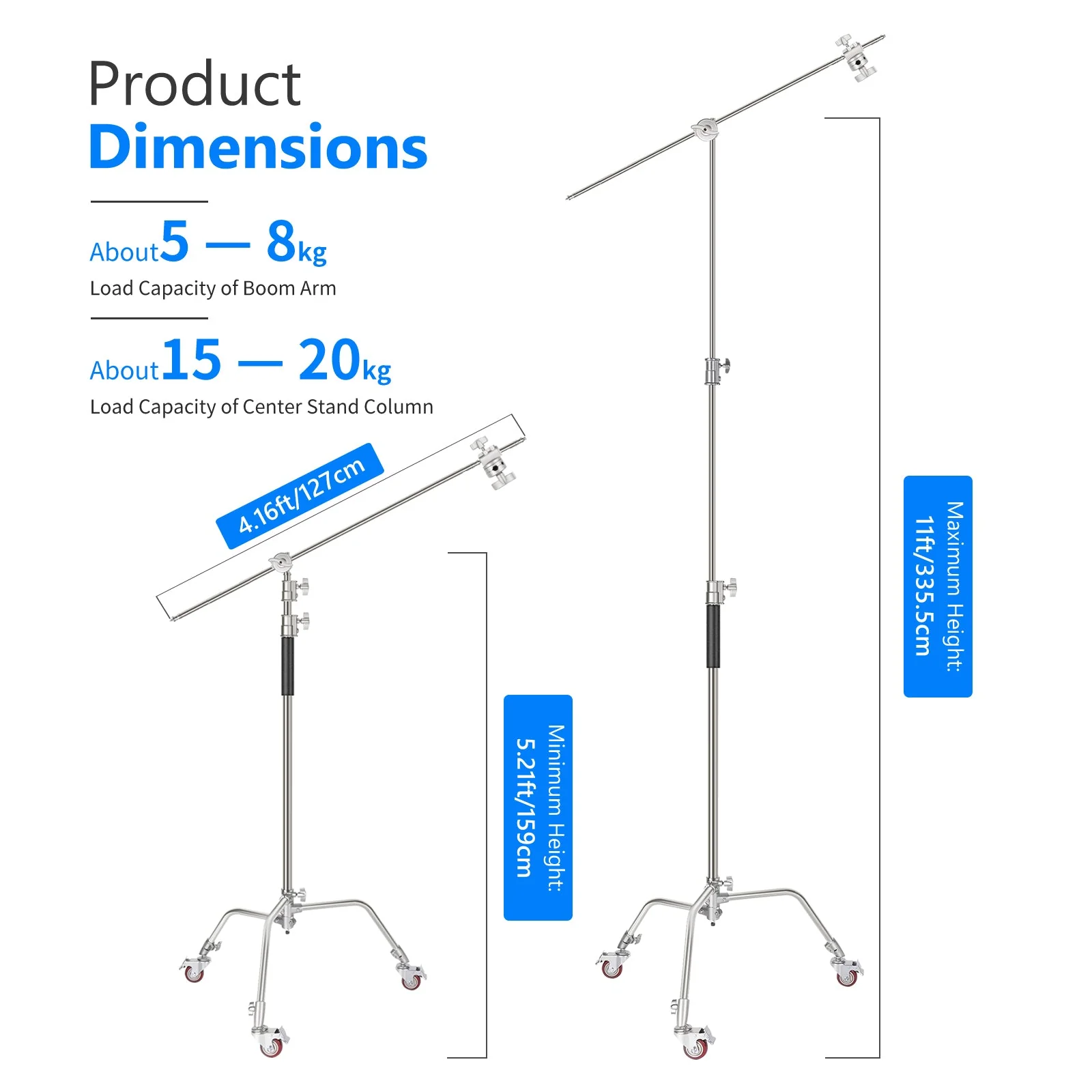 NEEWER SC330W 330cm Metal C Stand With Wheels & Boom Arm - Image 4
