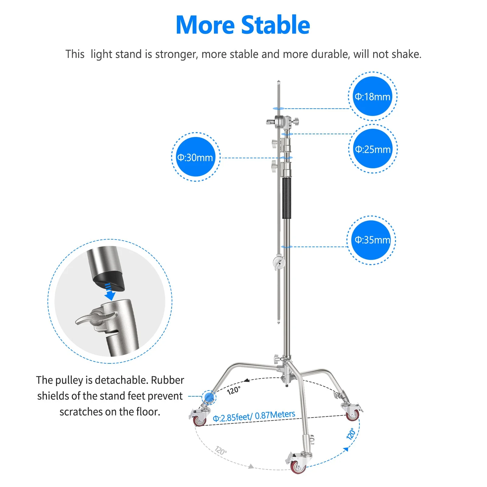 NEEWER SC330W 330cm Metal C Stand With Wheels & Boom Arm - Image 6
