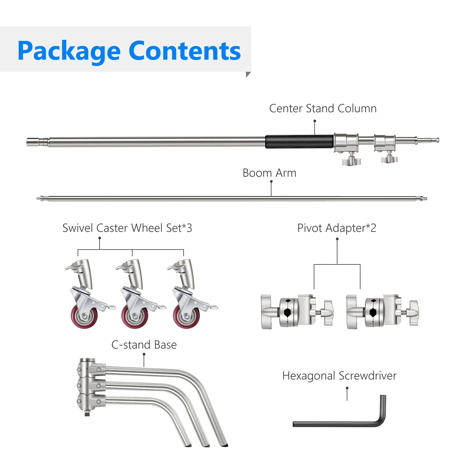 NEEWER SC330W 330cm Metal C Stand With Wheels & Boom Arm - Image 8