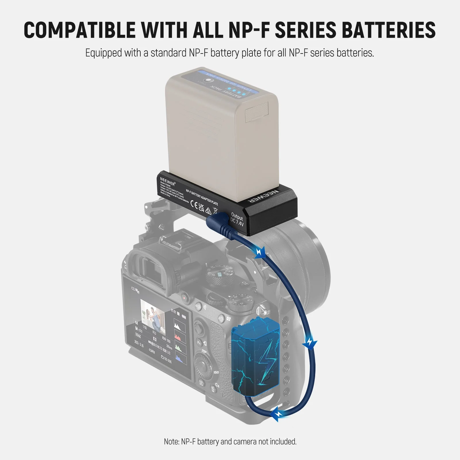 NEEWER PS004E NP-F Battery Adapter Plate with NP-FZ100 Dummy Battery - Image 3