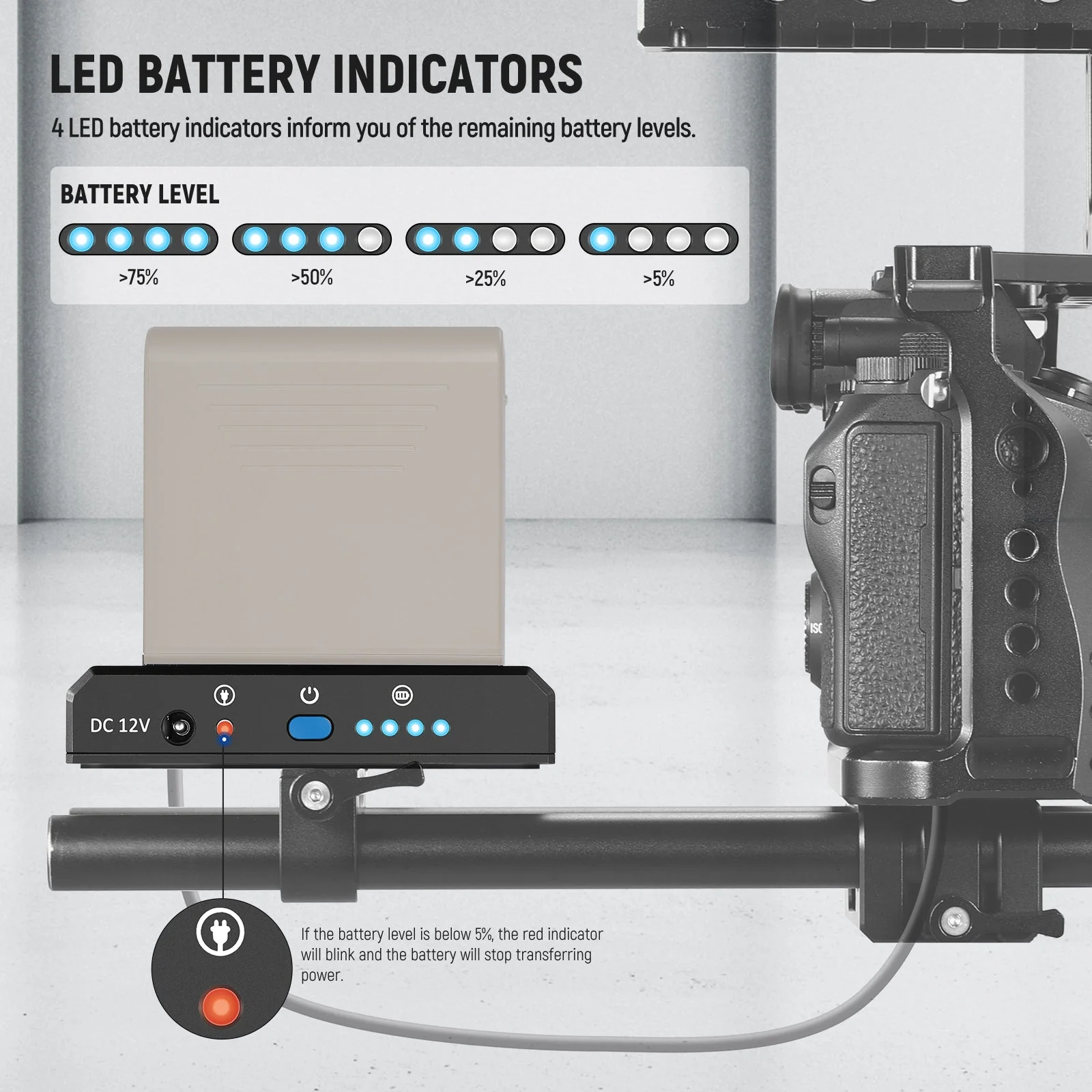 NEEWER PS004E NP-F Battery Adapter Plate with NP-FZ100 Dummy Battery - Image 5