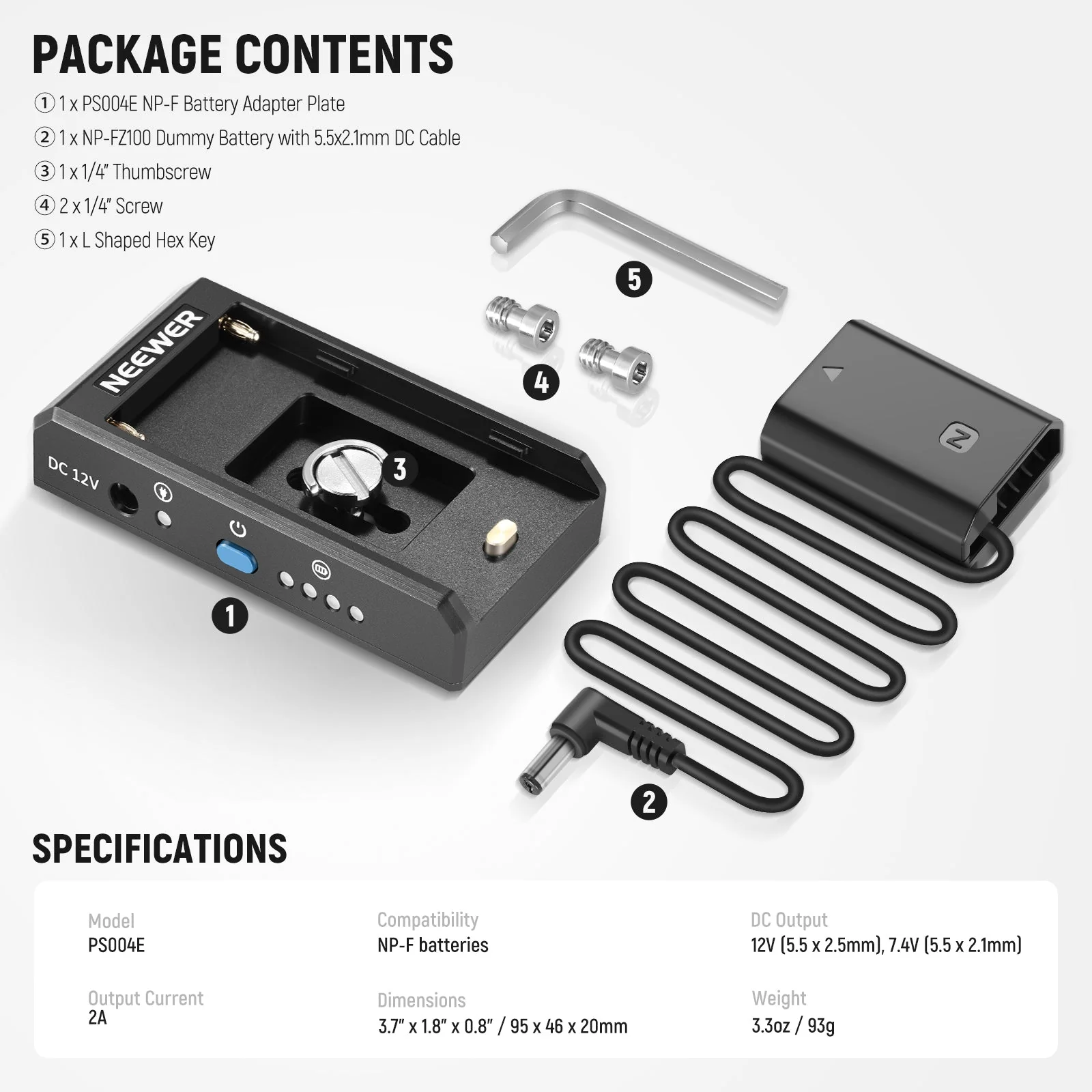 NEEWER PS004E NP-F Battery Adapter Plate with NP-FZ100 Dummy Battery - Image 9