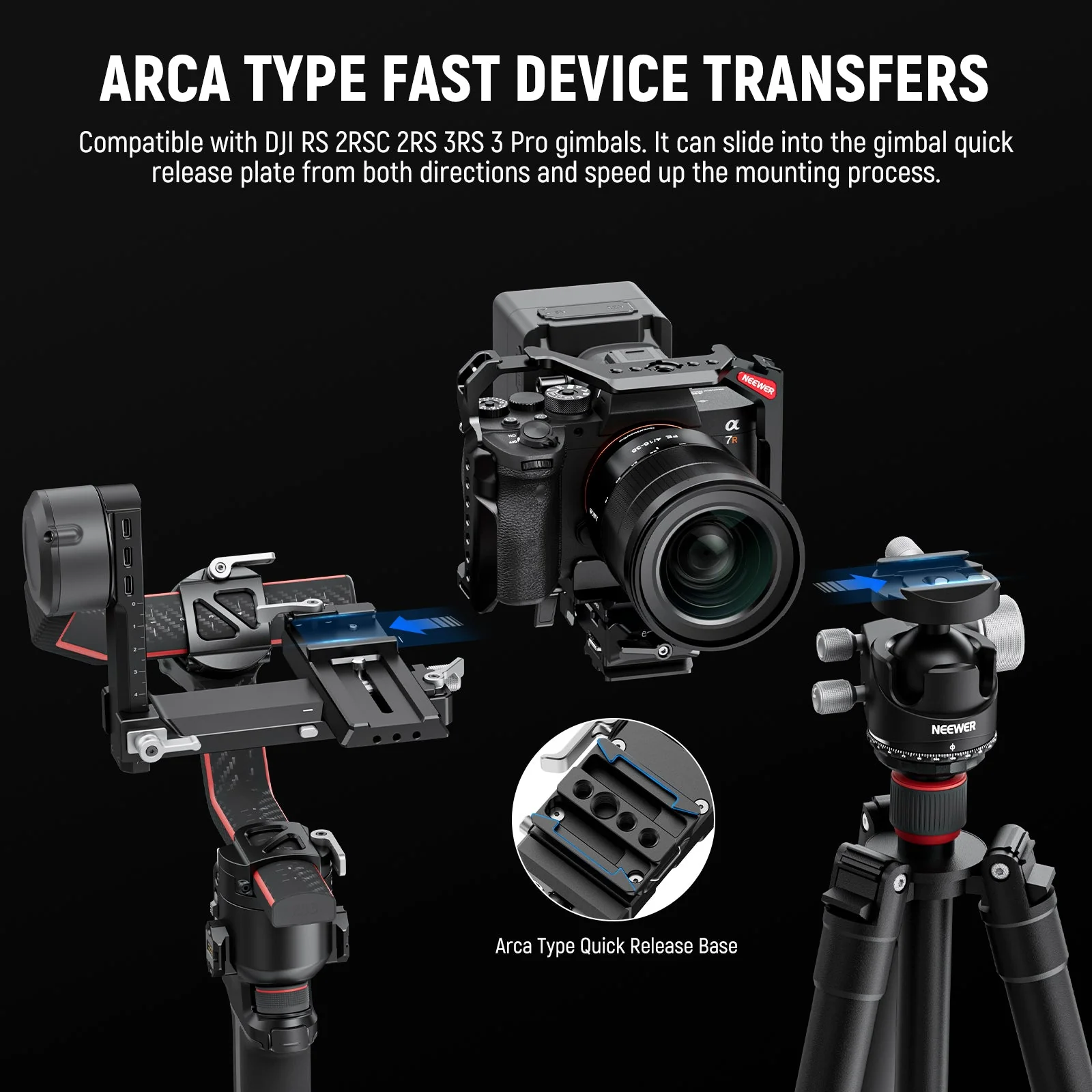 NEEWER PS013 Foldable V Mount Battery Plate with Arca Type QR Plate - Image 4