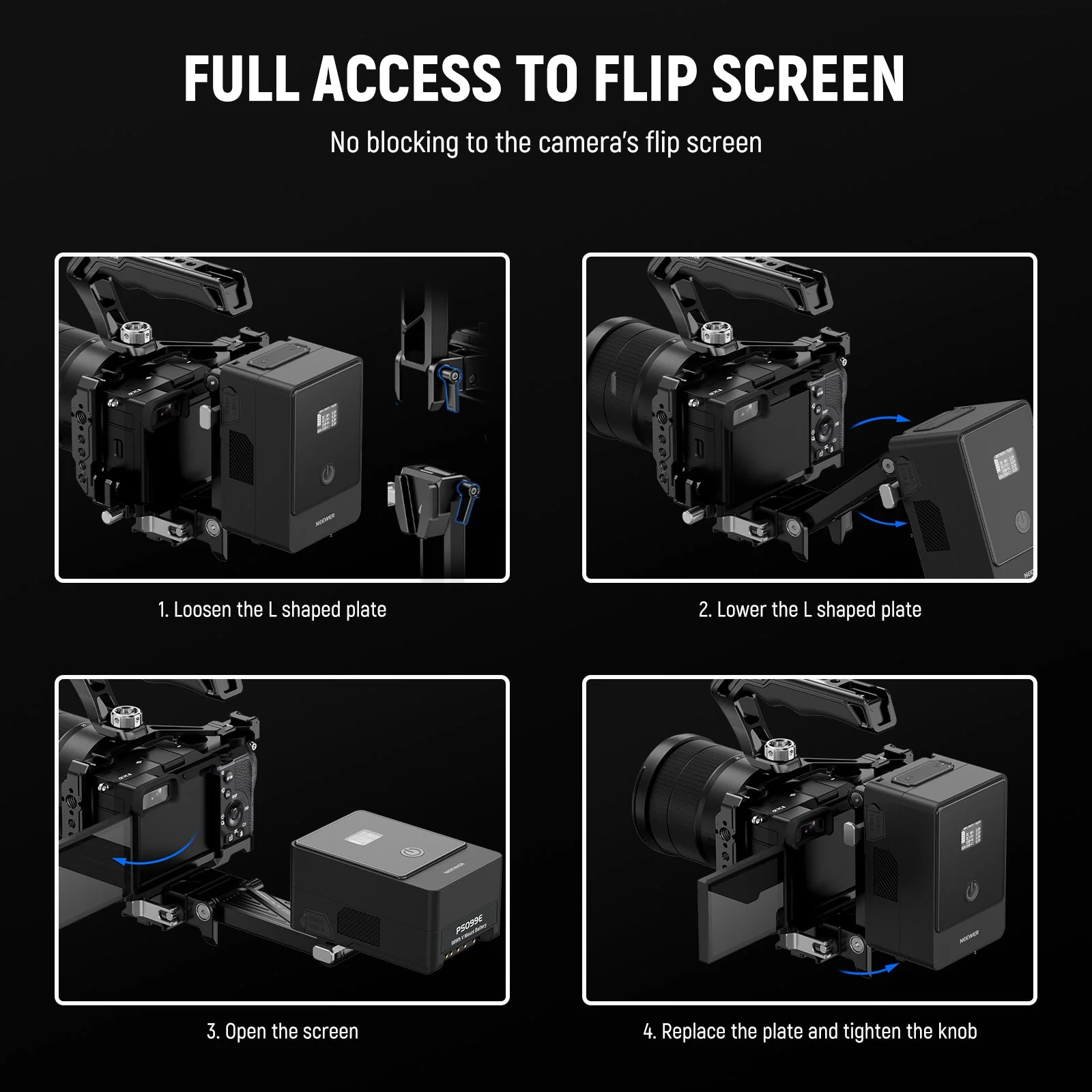 NEEWER PS013 Foldable V Mount Battery Plate with Arca Type QR Plate - Image 7