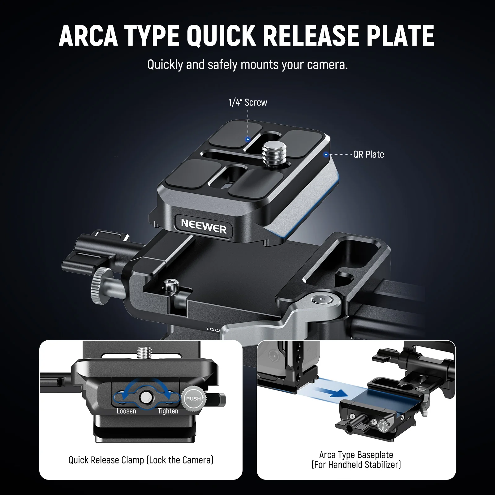 NEEWER PS015 Pro Foldable Arca Type Quick Release V Mount Battery Plate - Image 3