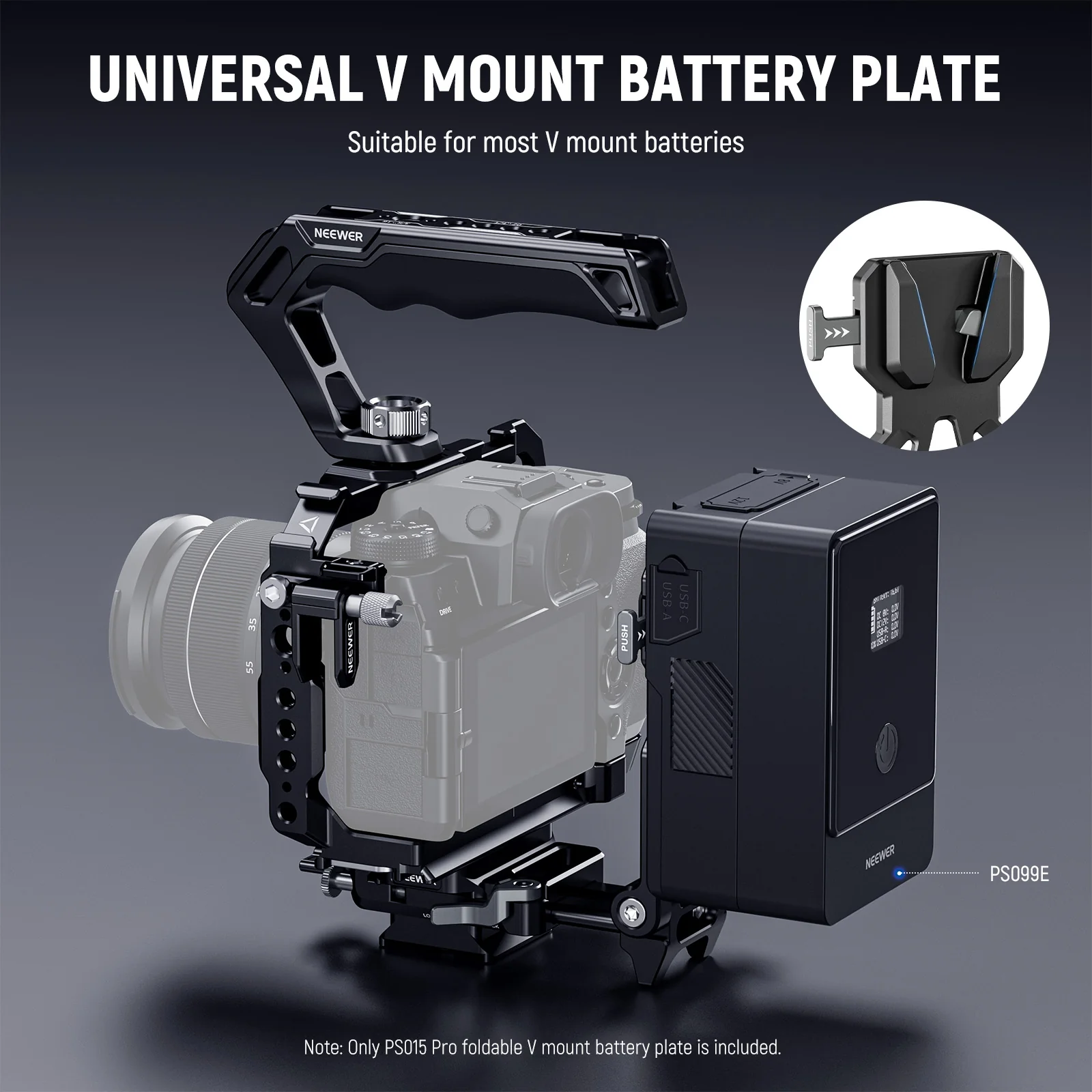 NEEWER PS015 Pro Foldable Arca Type Quick Release V Mount Battery Plate - Image 5