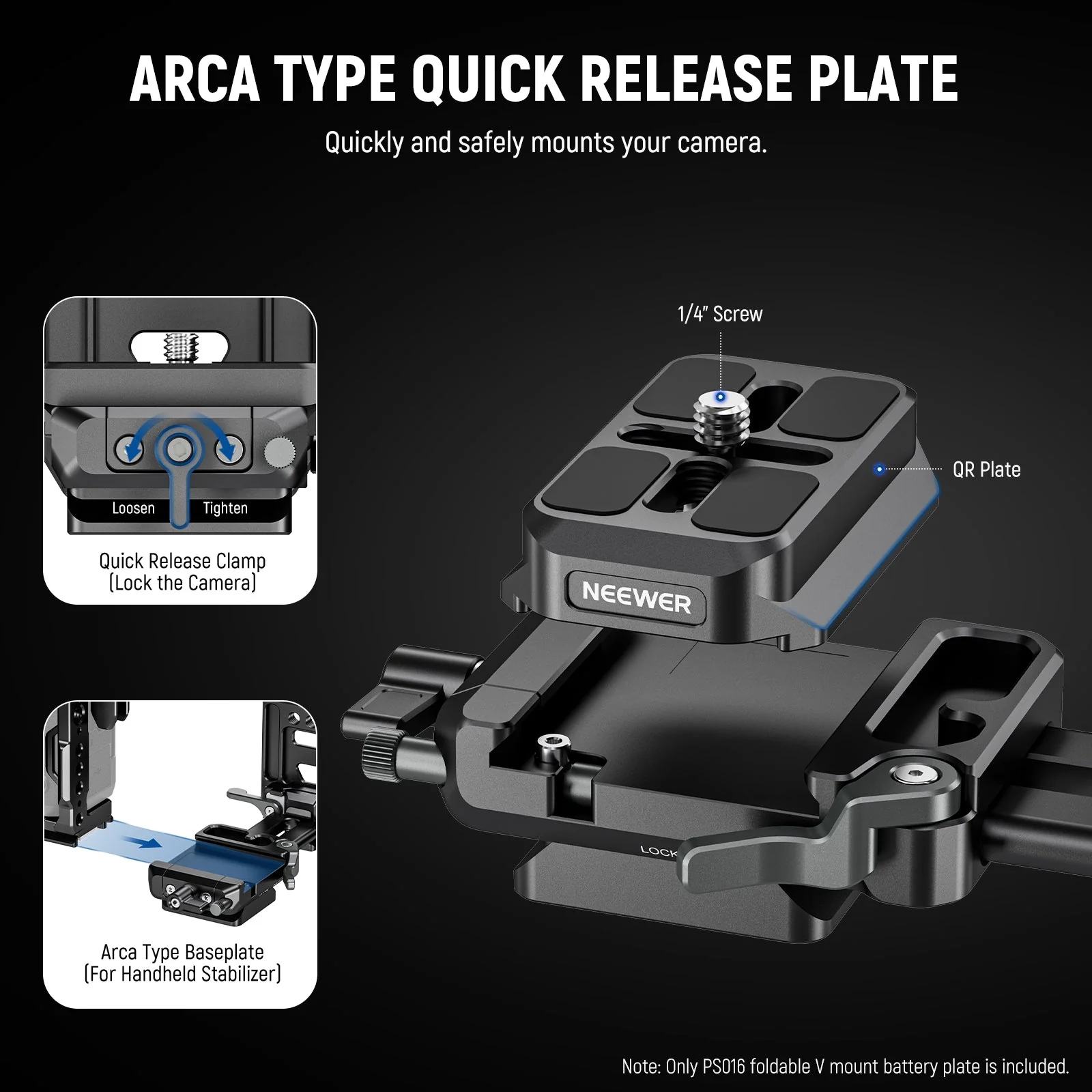 NEEWER PS016 V Mount Battery Plate with NATO Rails - Image 3