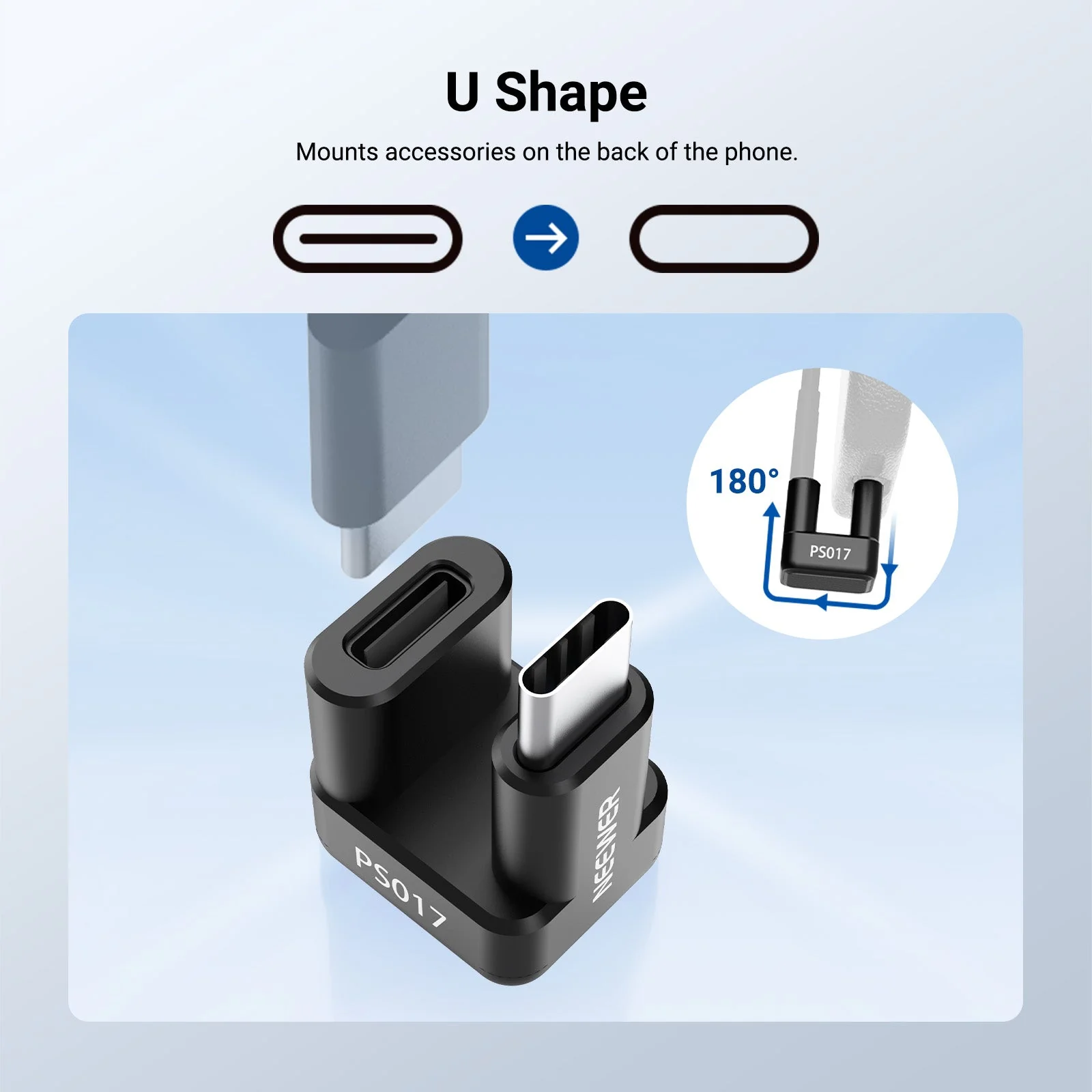 NEEWER PS017 180° U Shaped USB Type C OTG Adapter - Image 4