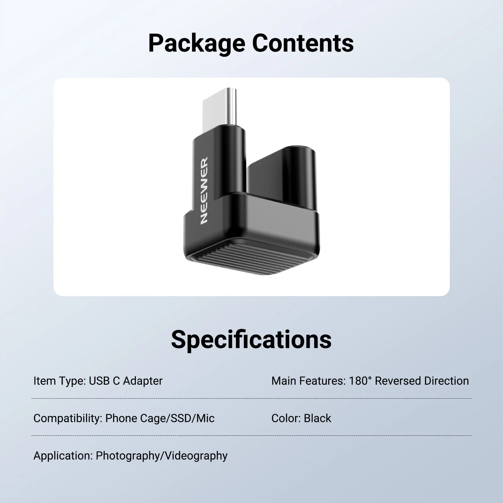 NEEWER PS017 180° U Shaped USB Type C OTG Adapter - Image 7