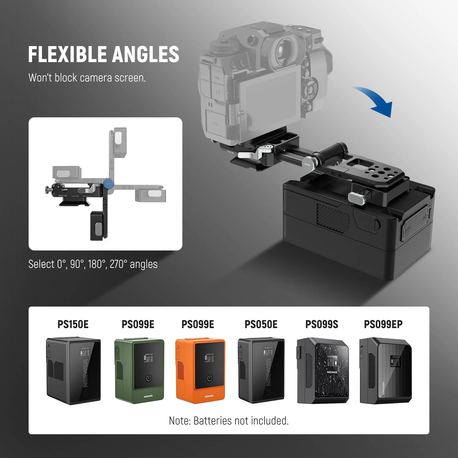 NEEWER PS017B Flexible V Mount Battery Plate with Charger Holder - Image 4