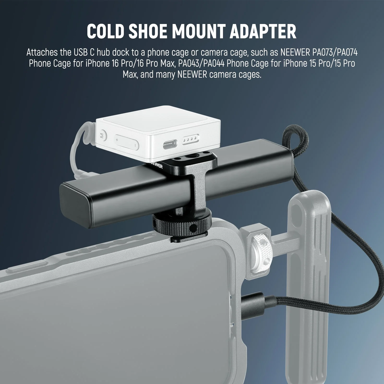 NEEWER PS020E 4 In 1 USB C Hub 3.1 Gen2 100W PD with Cold Shoe Adapter - Image 6