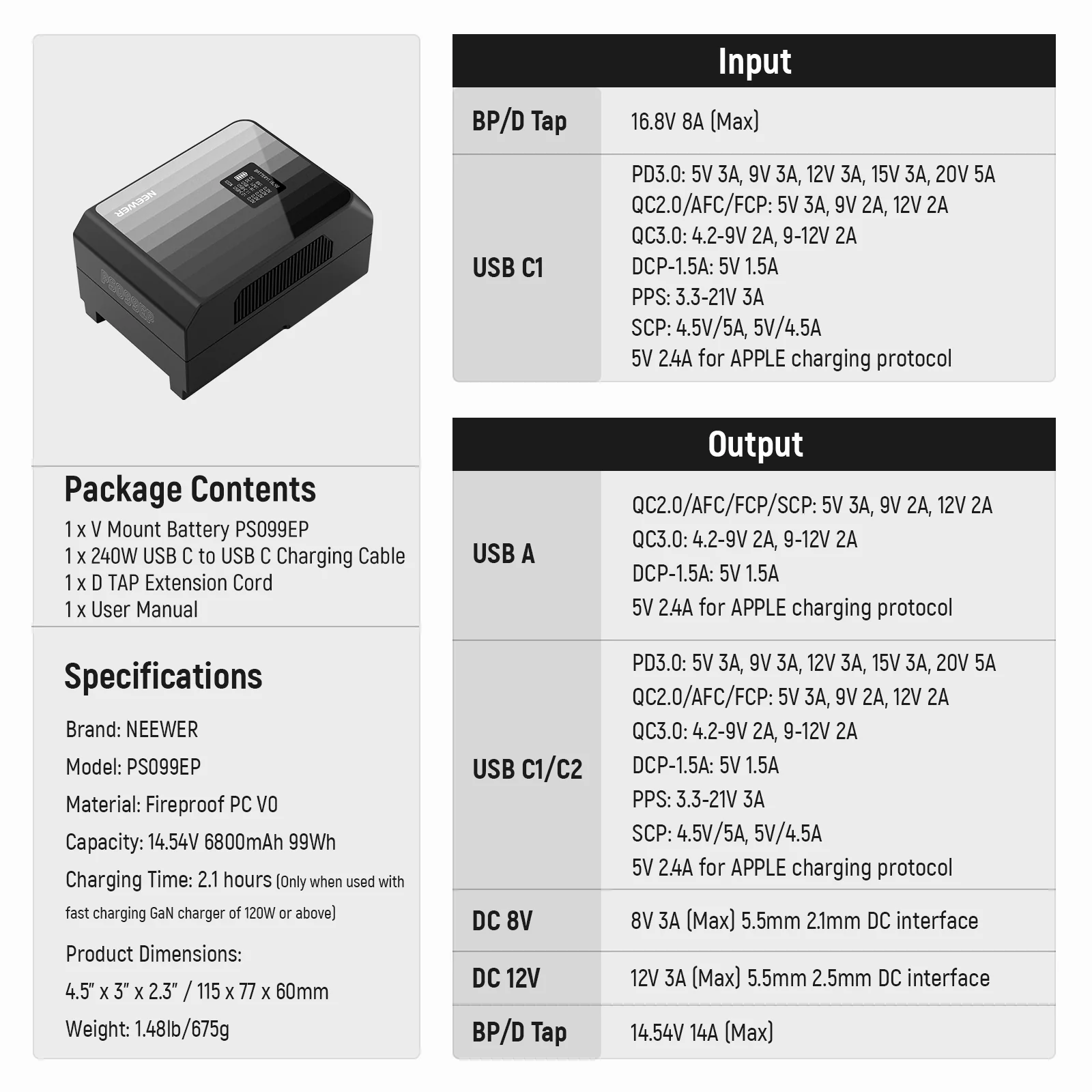 NEEWER V Mount Battery PS099EP 6800mAh 99Wh 100W PD Fast Charge - Image 10