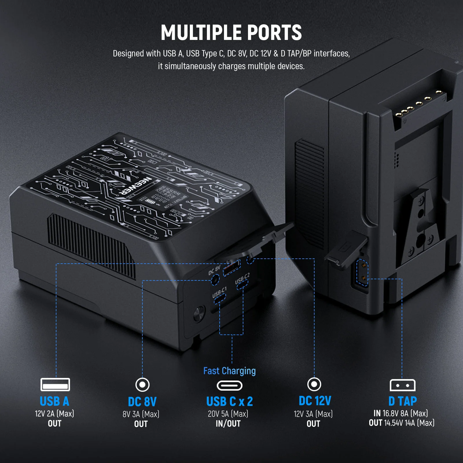 NEEWER PS099S 6800mAh 99Wh Mini V Mount Battery with APP Control - Image 3