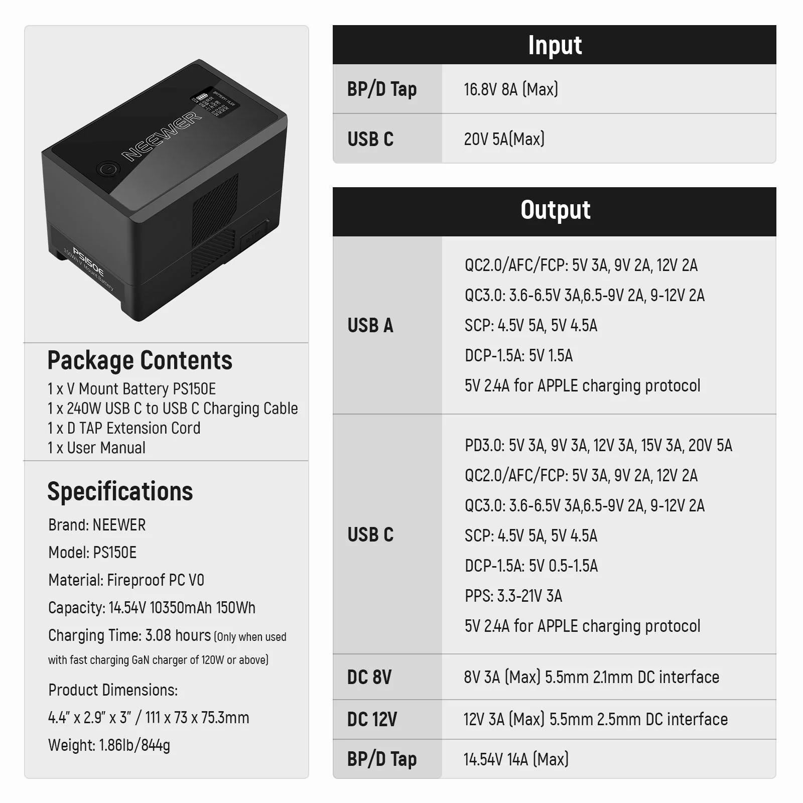 NEEWER V Mount Battery PS150E 10350mAh 150Wh 100W PD Fast Charge - Image 10