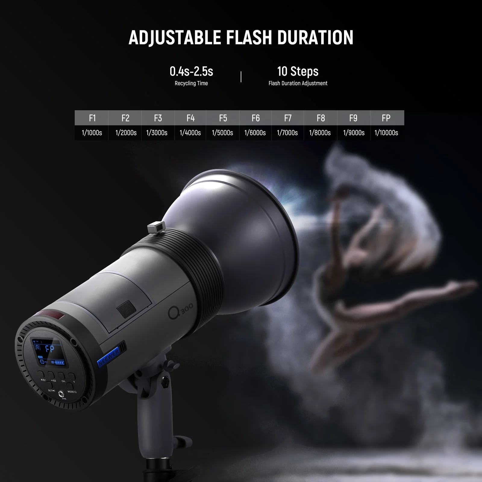 NEEWER Q300 300Ws GN60 2.4G Outdoor Strobe Flash with Trigger - Image 4
