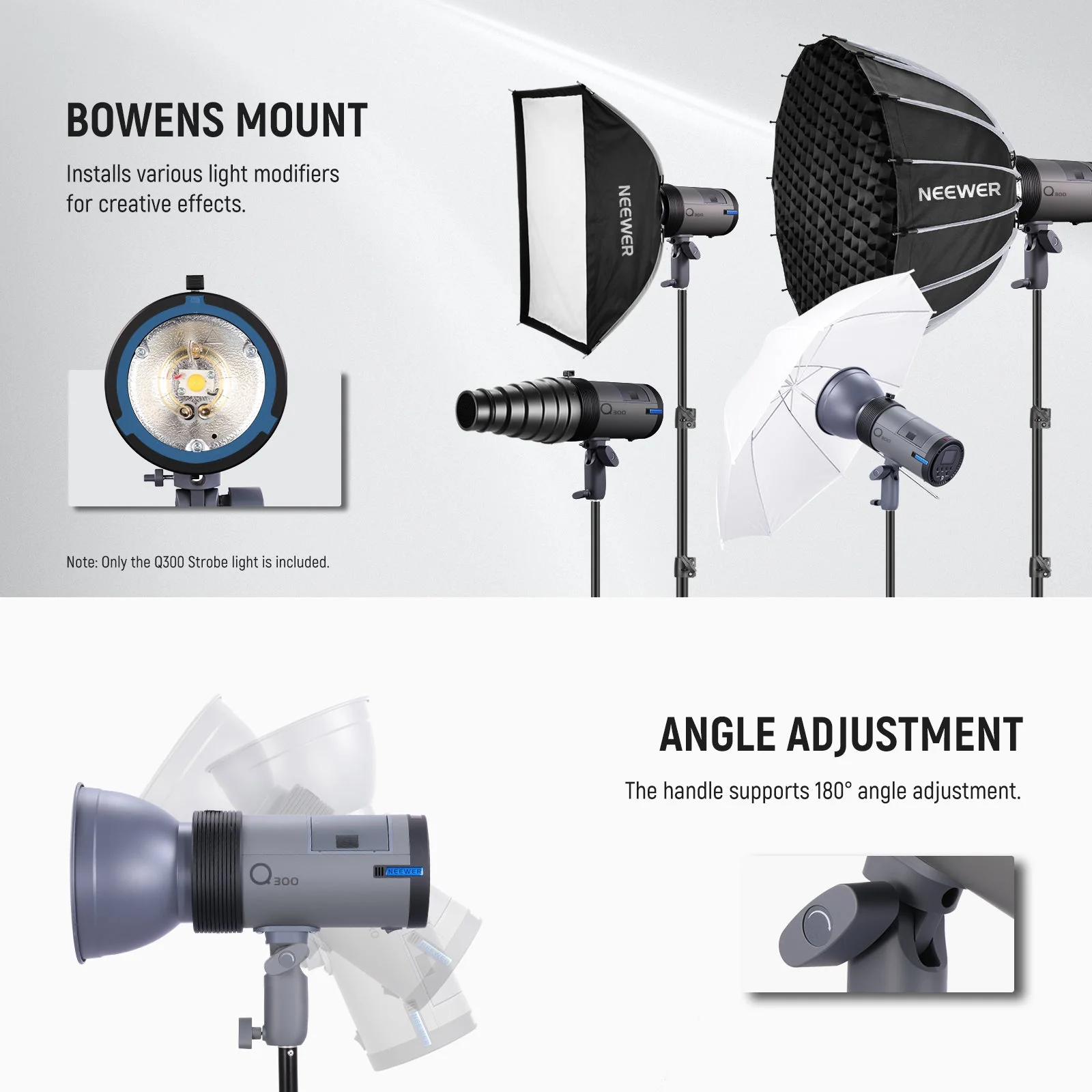 NEEWER Q300 300Ws GN60 2.4G Outdoor Strobe Flash with Trigger - Image 7