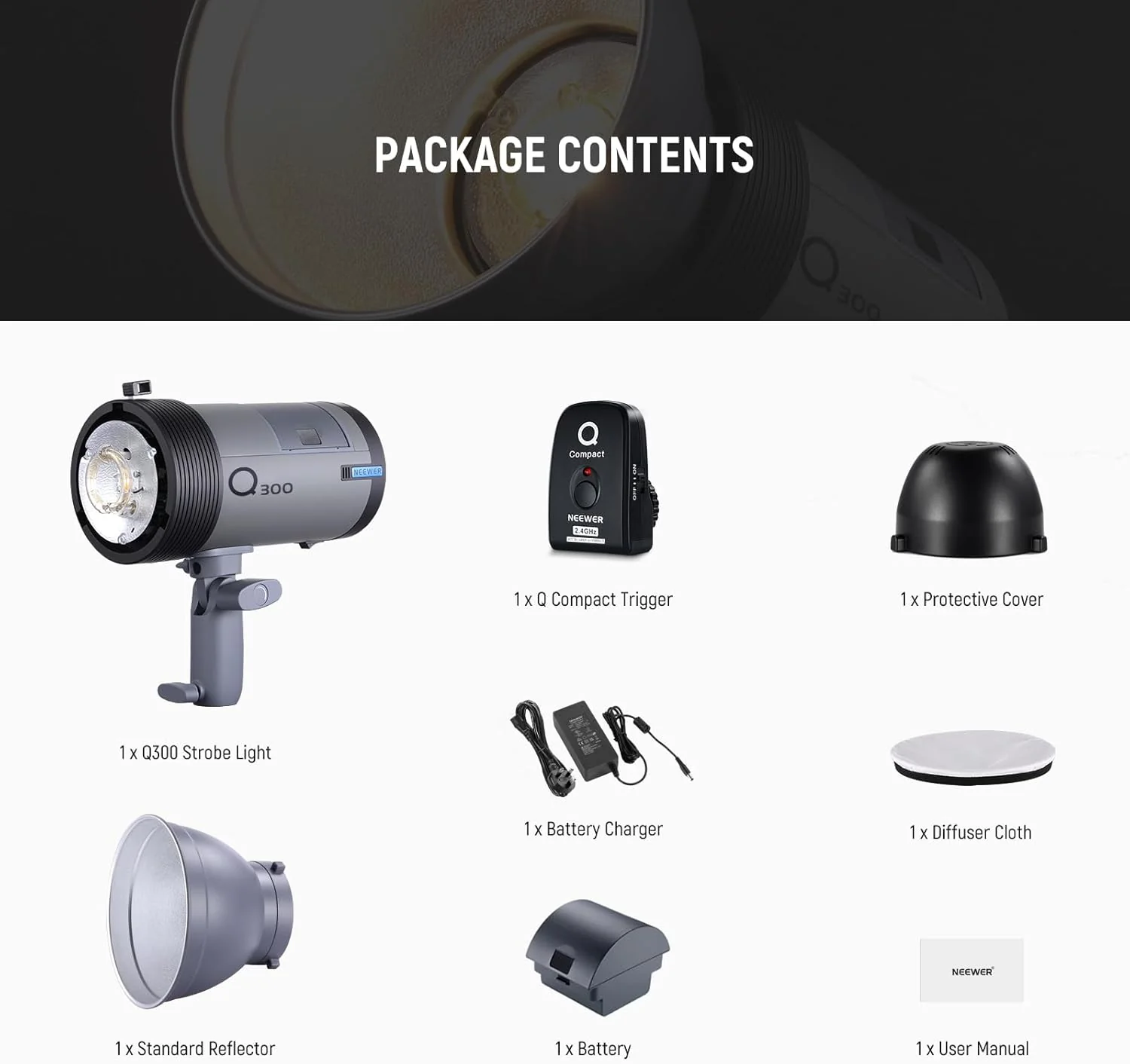 NEEWER Q300 300Ws GN60 2.4G Outdoor Strobe Flash with Trigger - Image 9