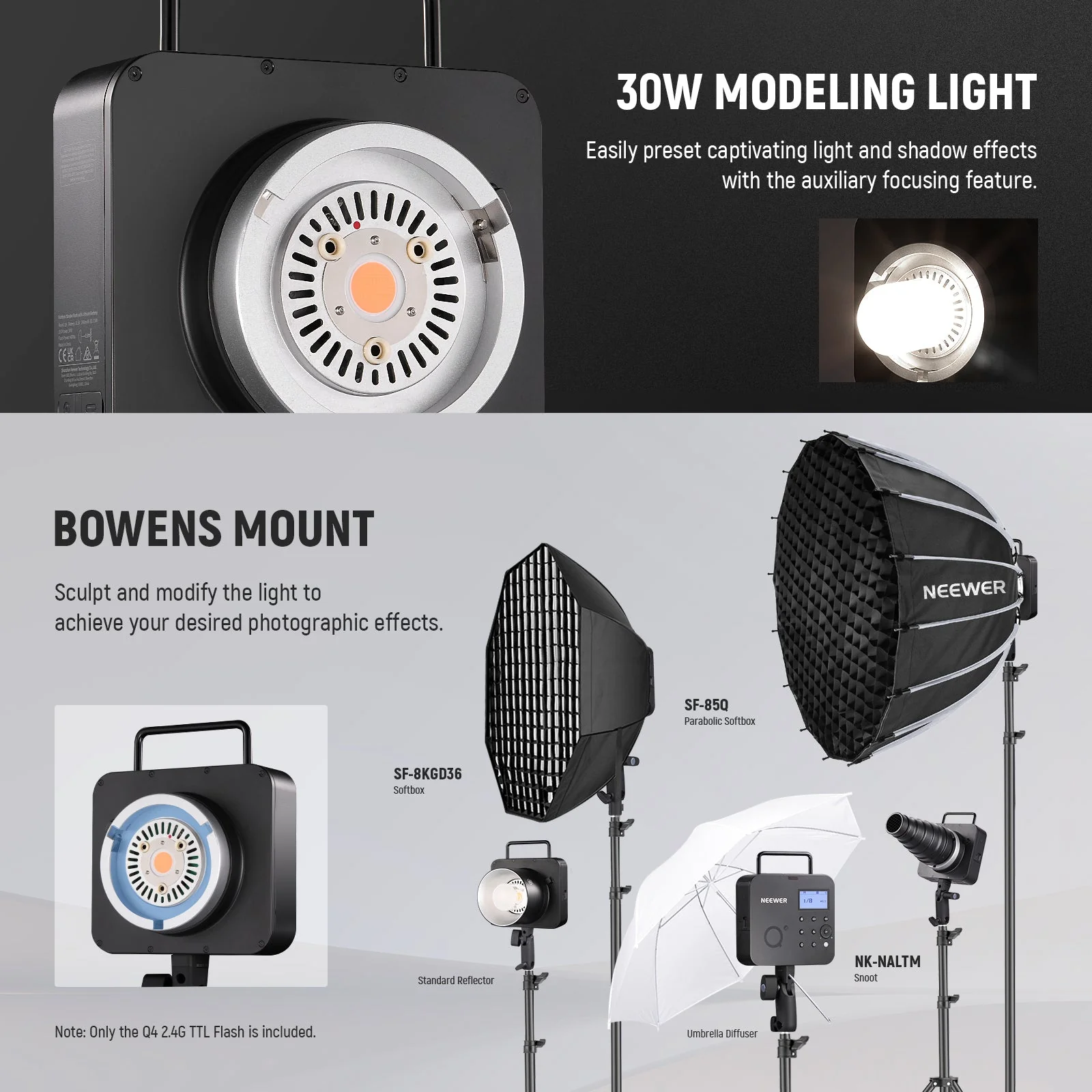 NEEWER Q4 400Ws GN72 2.4G HSS TTL Outdoor Studio Flash - Image 8