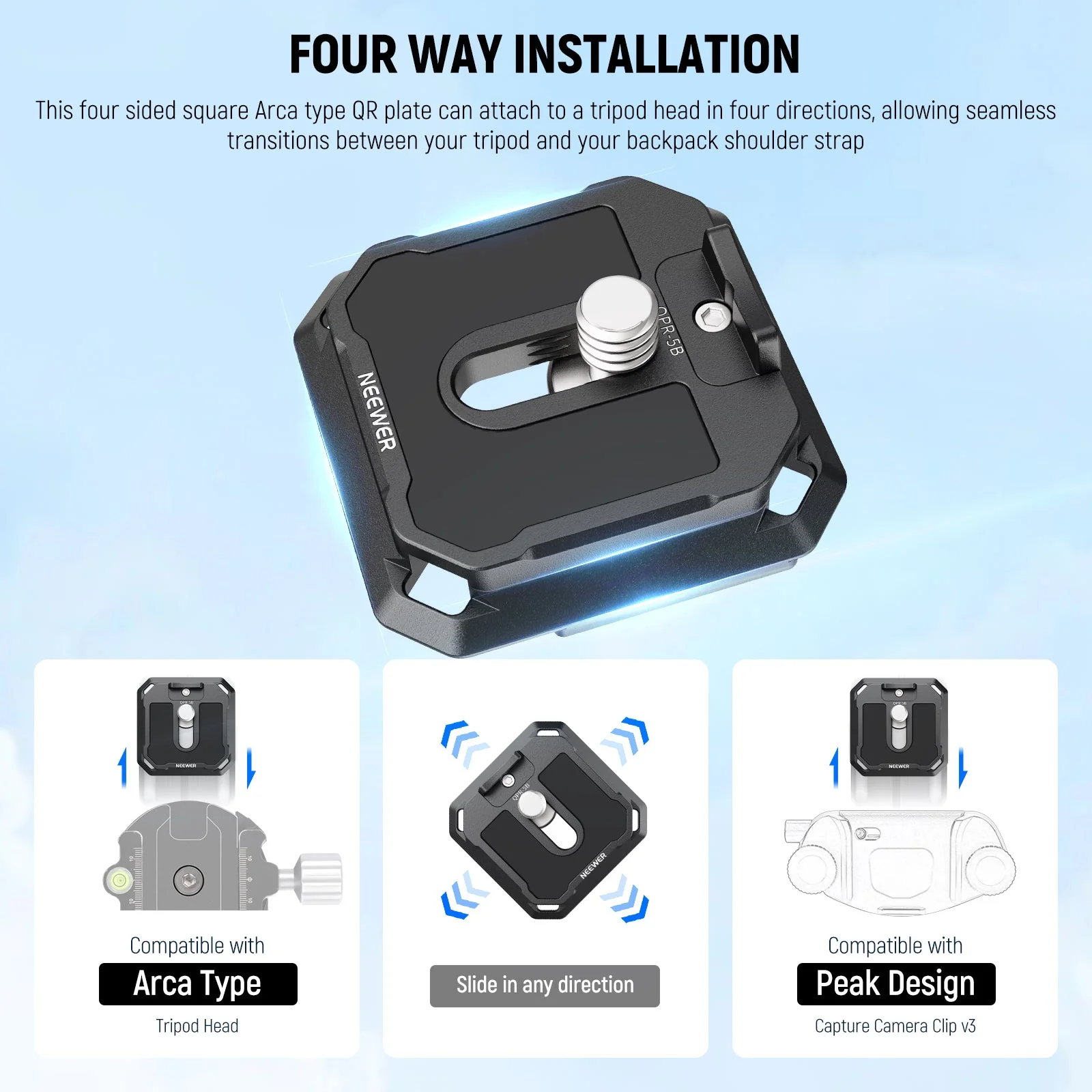 NEEWER QPR-5B 2 Pack 38mm Arca Quick Release Plate - Image 2