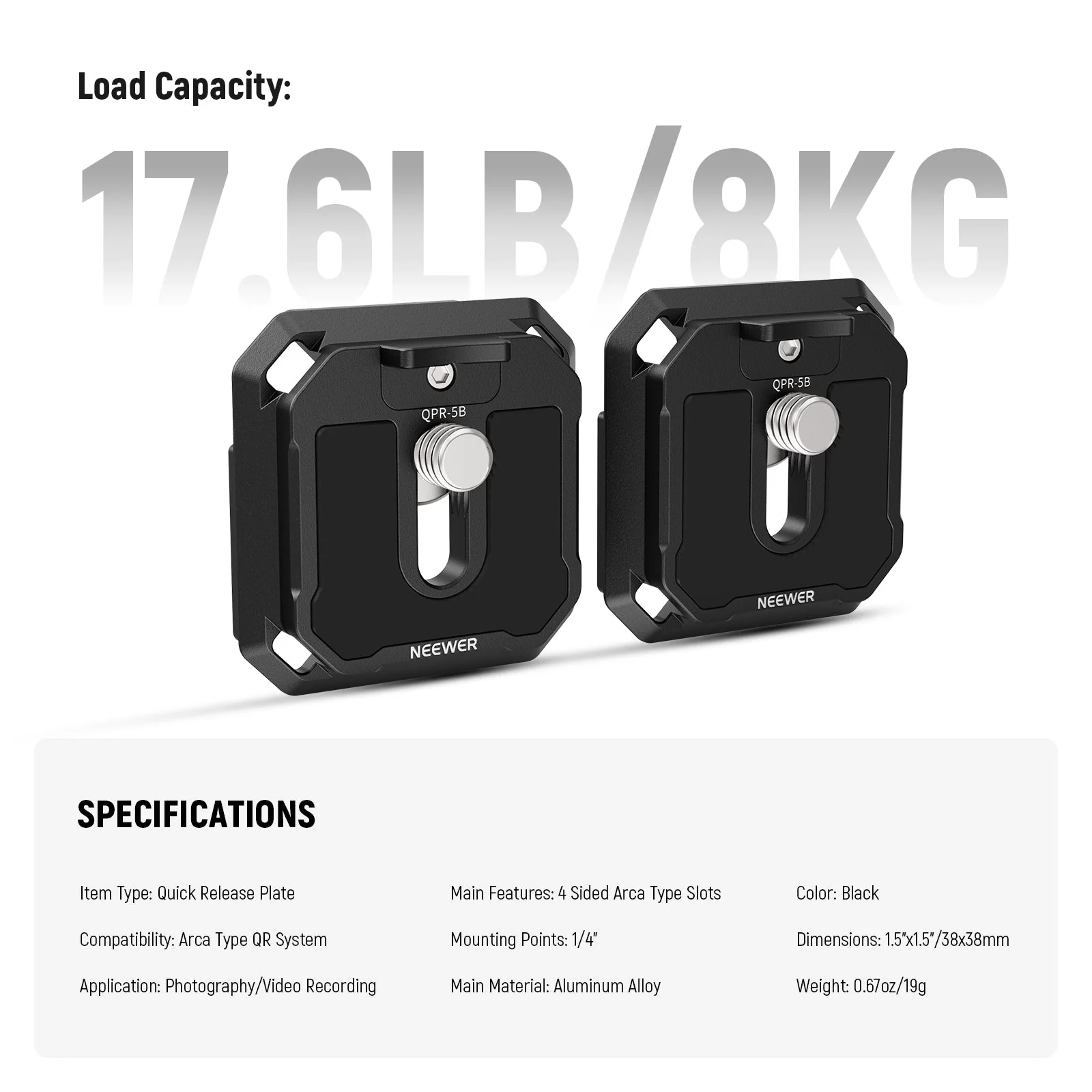 NEEWER QPR-5B 2 Pack 38mm Arca Quick Release Plate - Image 7