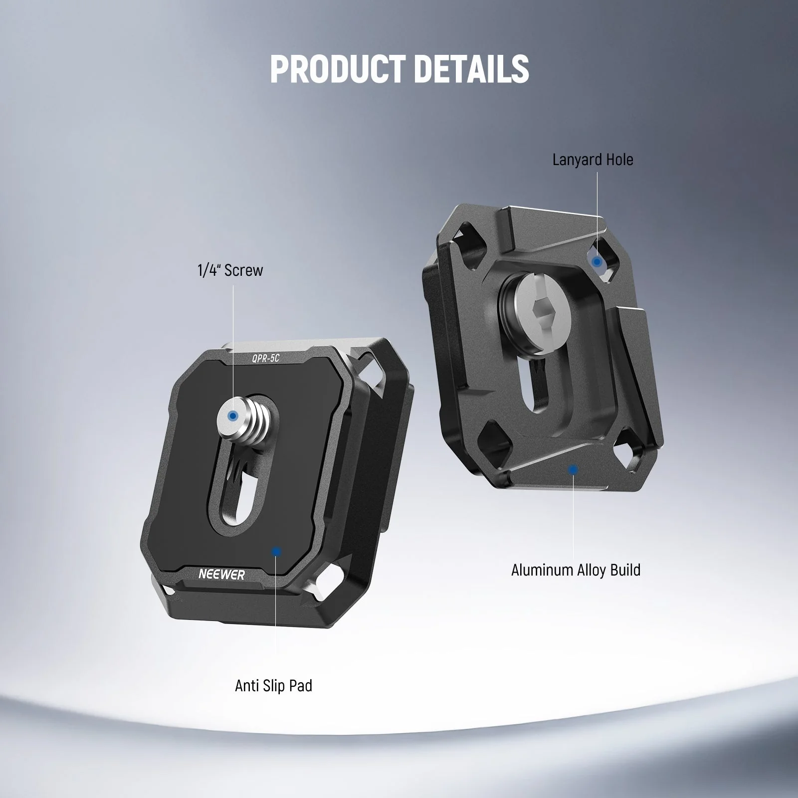 NEEWER QPR-5C 2-Pack 38mm Anti Off Arca Type Quick Release Plate - Image 5