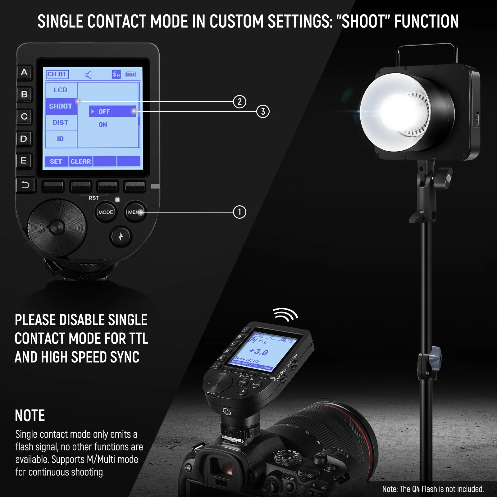 NEEWER QPRO TTL Wireless Trigger for Canon/Nikon/Sony/Fujifilm - Image 6