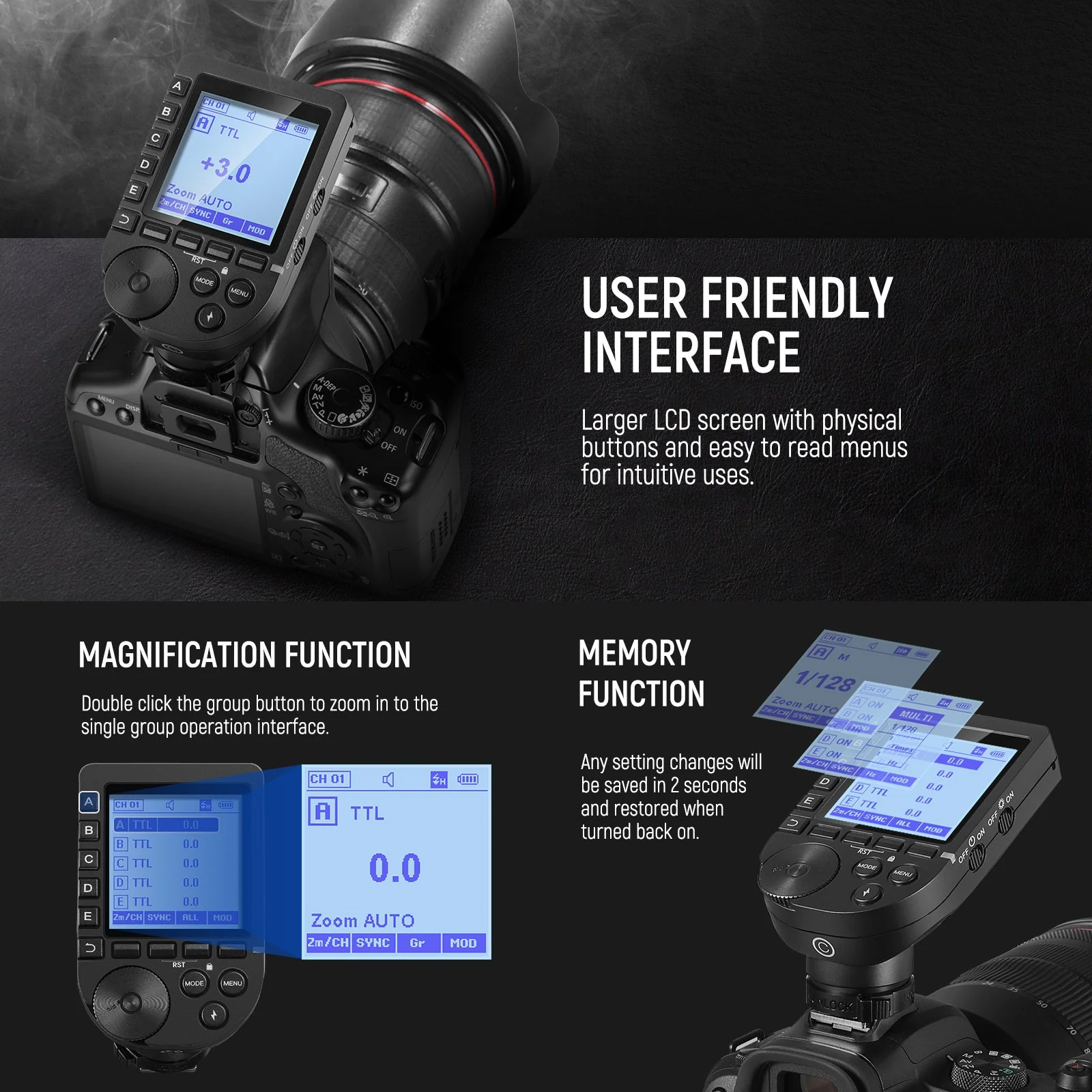 NEEWER QPRO TTL Wireless Trigger for Canon/Nikon/Sony/Fujifilm - Image 8