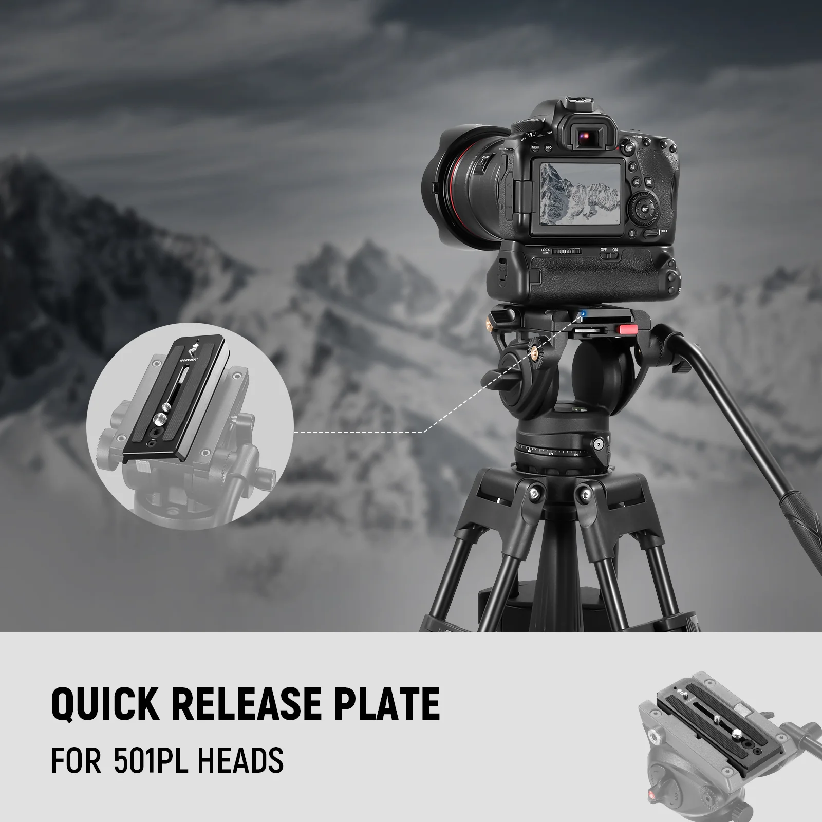 NEEWER 501PL Tripod Fluid Head Quick Release Plate - Image 6