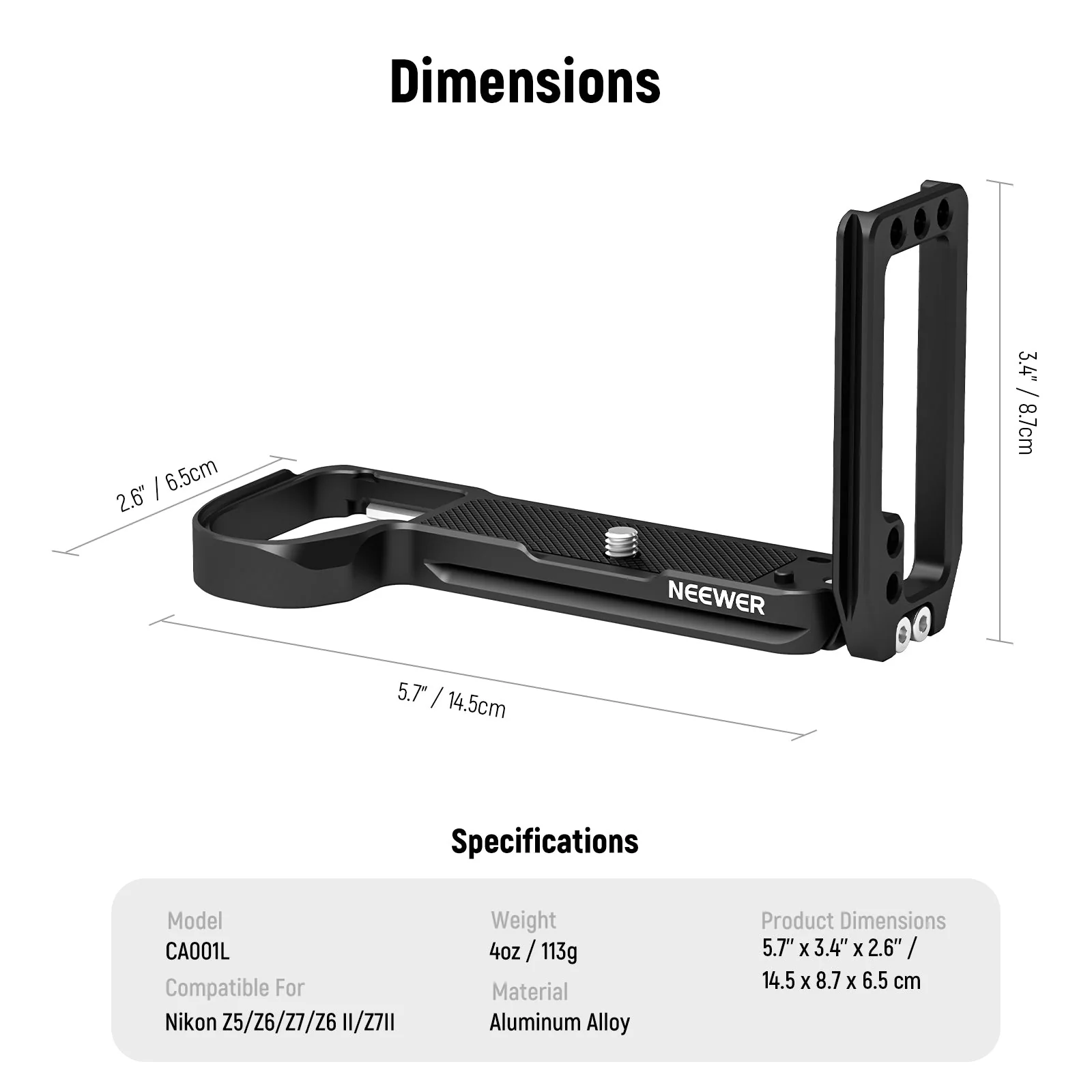 NEEWER CA001L Quick Release L Bracket For Nikon Cameras - Image 7