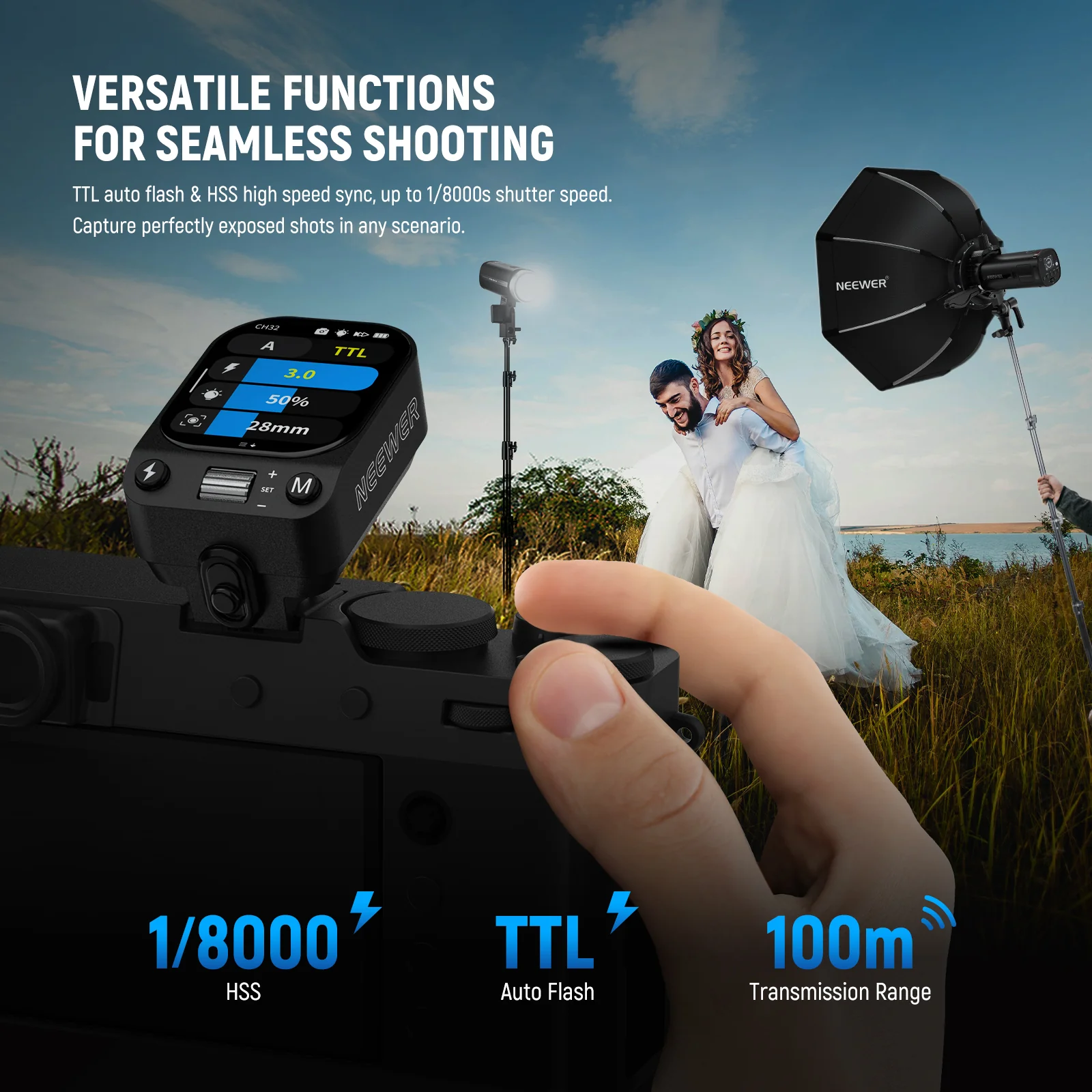NEEWER QZ TTL Wireless Flash Trigger Transmitter for Canon/Sony/Nikon/Fujifilm - Image 13