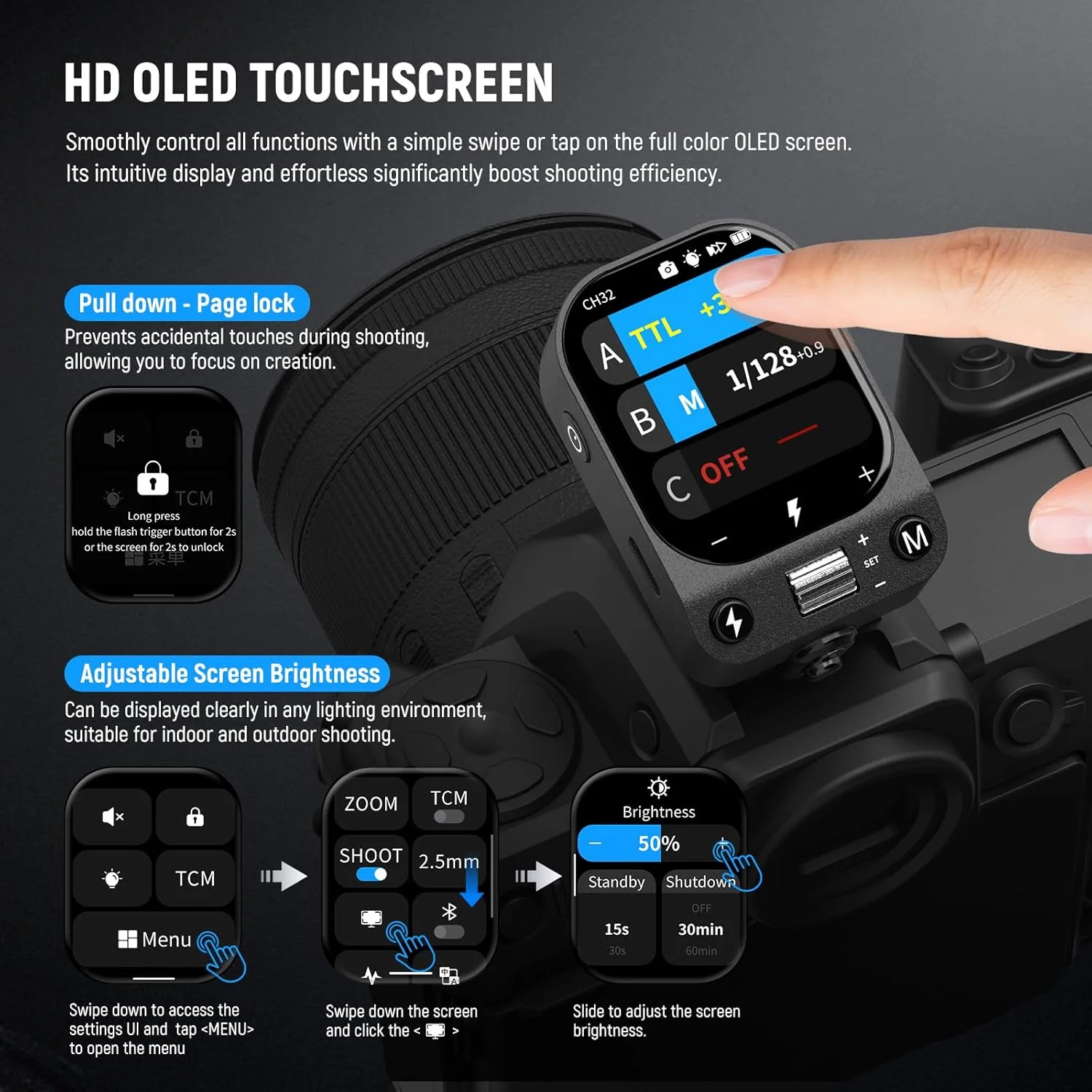 NEEWER QZ TTL Wireless Flash Trigger Transmitter for Canon/Sony/Nikon/Fujifilm - Image 2