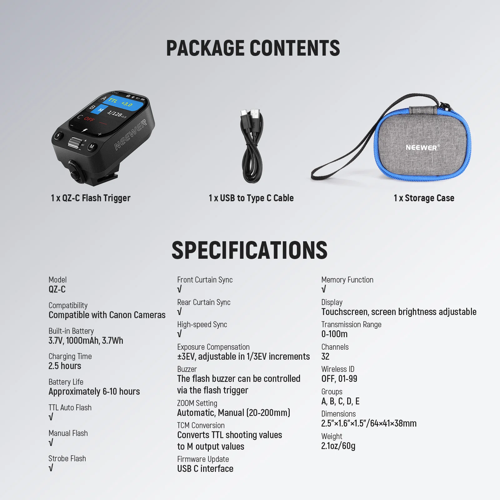 NEEWER QZ TTL Wireless Flash Trigger Transmitter for Canon/Sony/Nikon/Fujifilm - Image 24