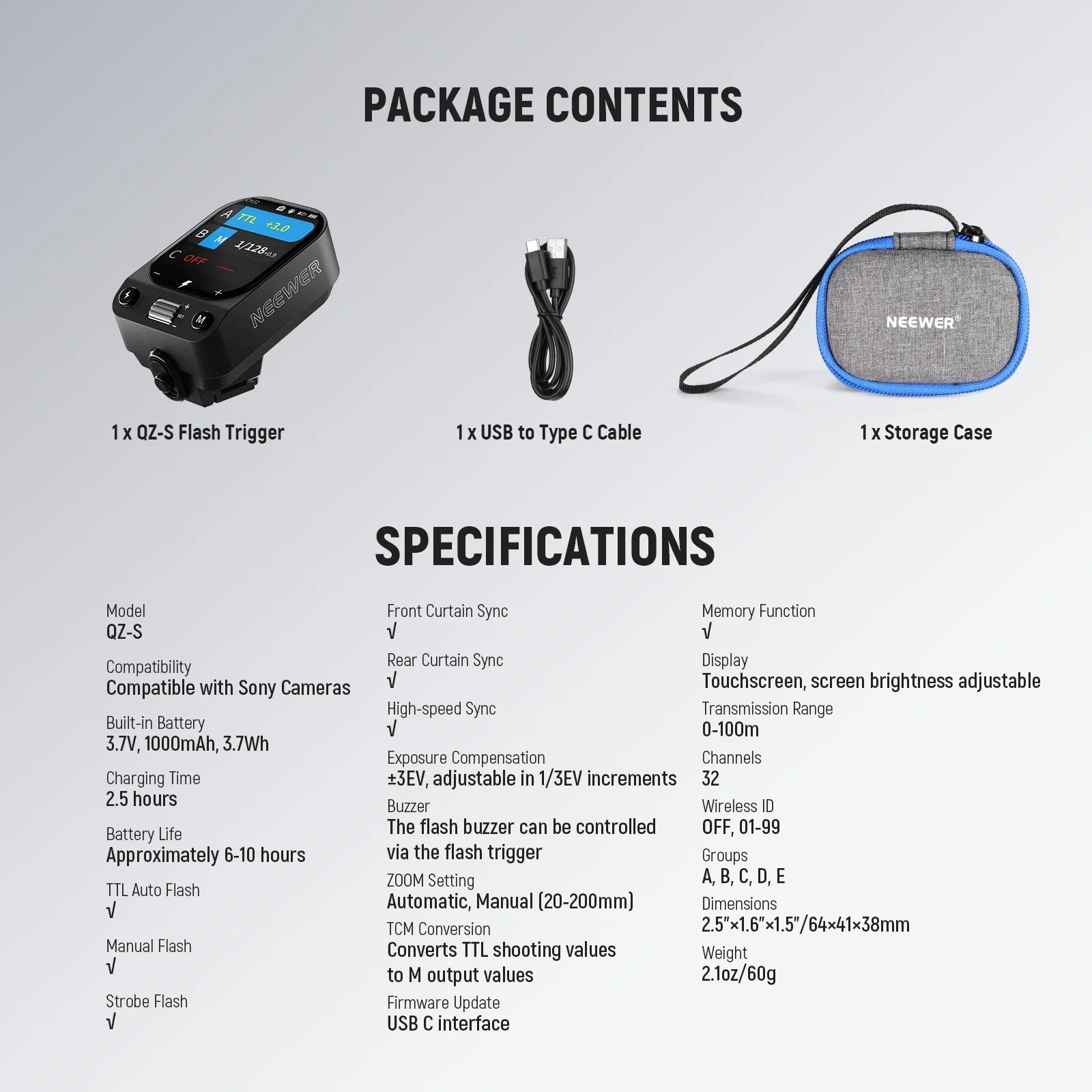 NEEWER QZ TTL Wireless Flash Trigger Transmitter for Canon/Sony/Nikon/Fujifilm - Image 32