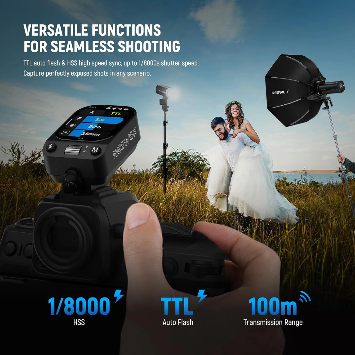 NEEWER QZ TTL Wireless Flash Trigger Transmitter for Canon/Sony/Nikon/Fujifilm - Image 5