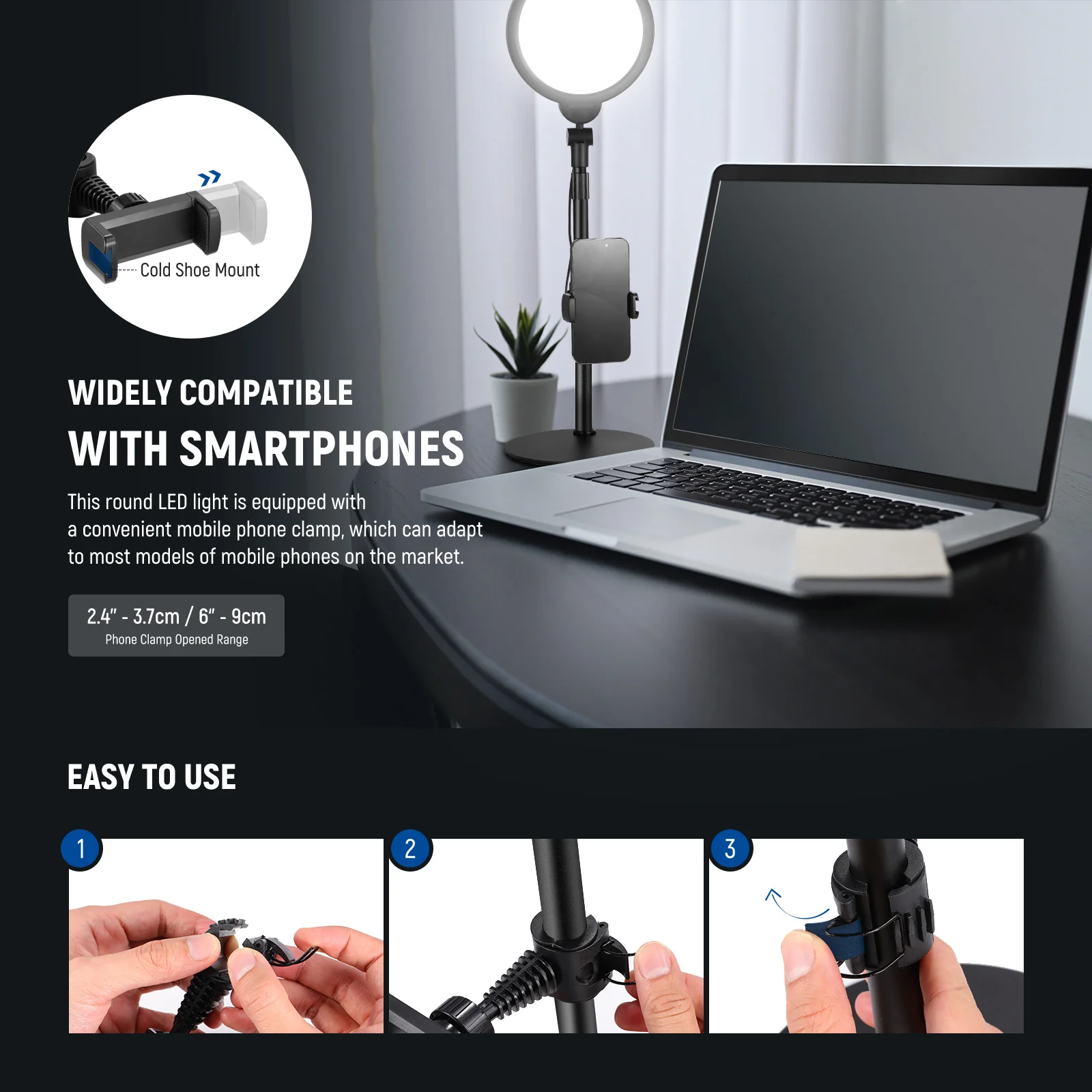 NEEWER BASICS R06 7" Desktop Phone Selfie Round LED Light Kit - Image 14