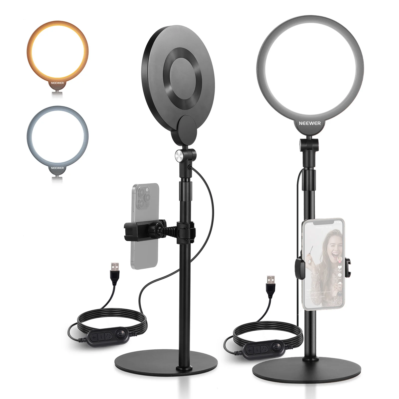 NEEWER BASICS R06 7" Desktop Phone Selfie Round LED Light Kit - Image 9
