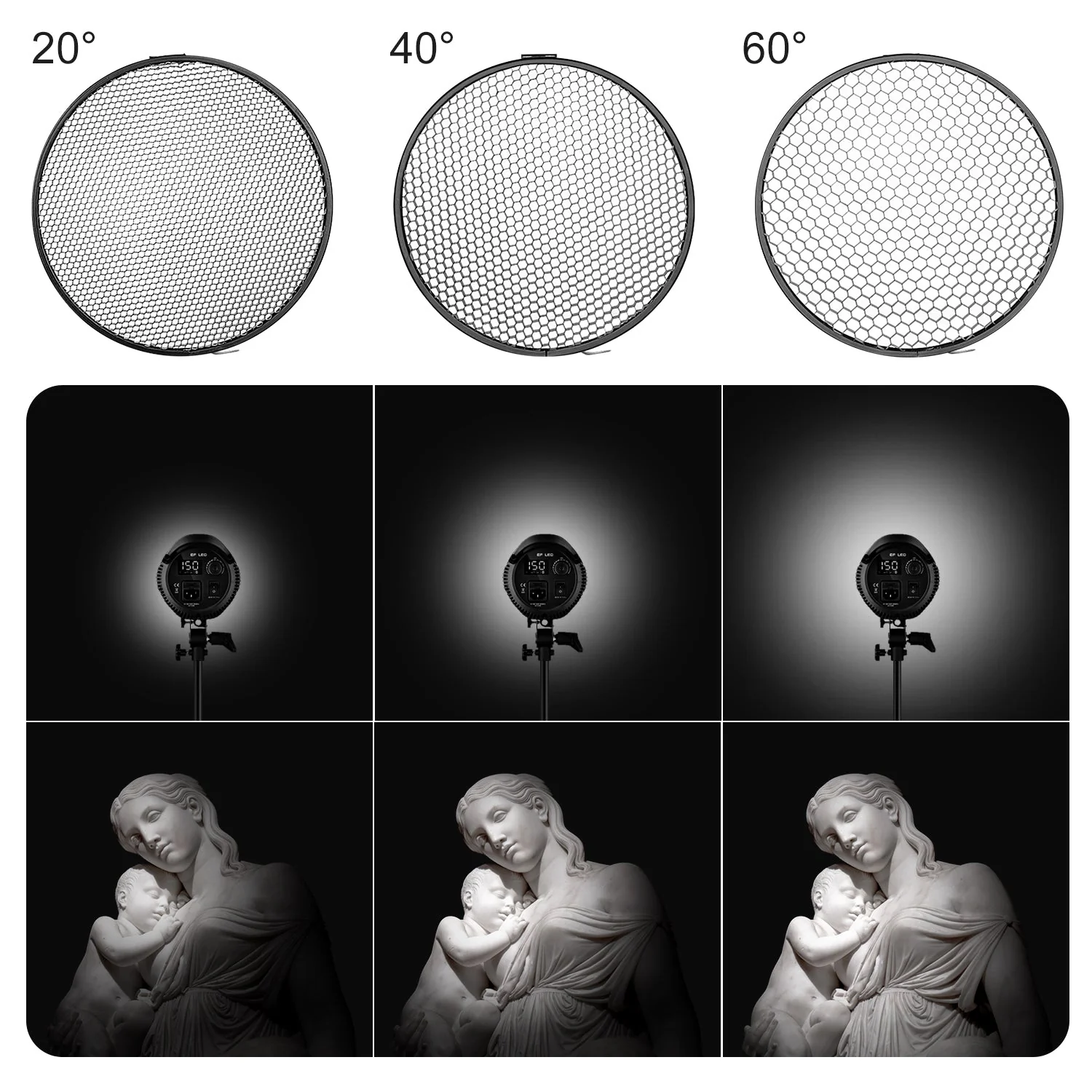 NEEWER Reflector 7" with 20/40/60 Degree Honeycomb Grid - Image 2