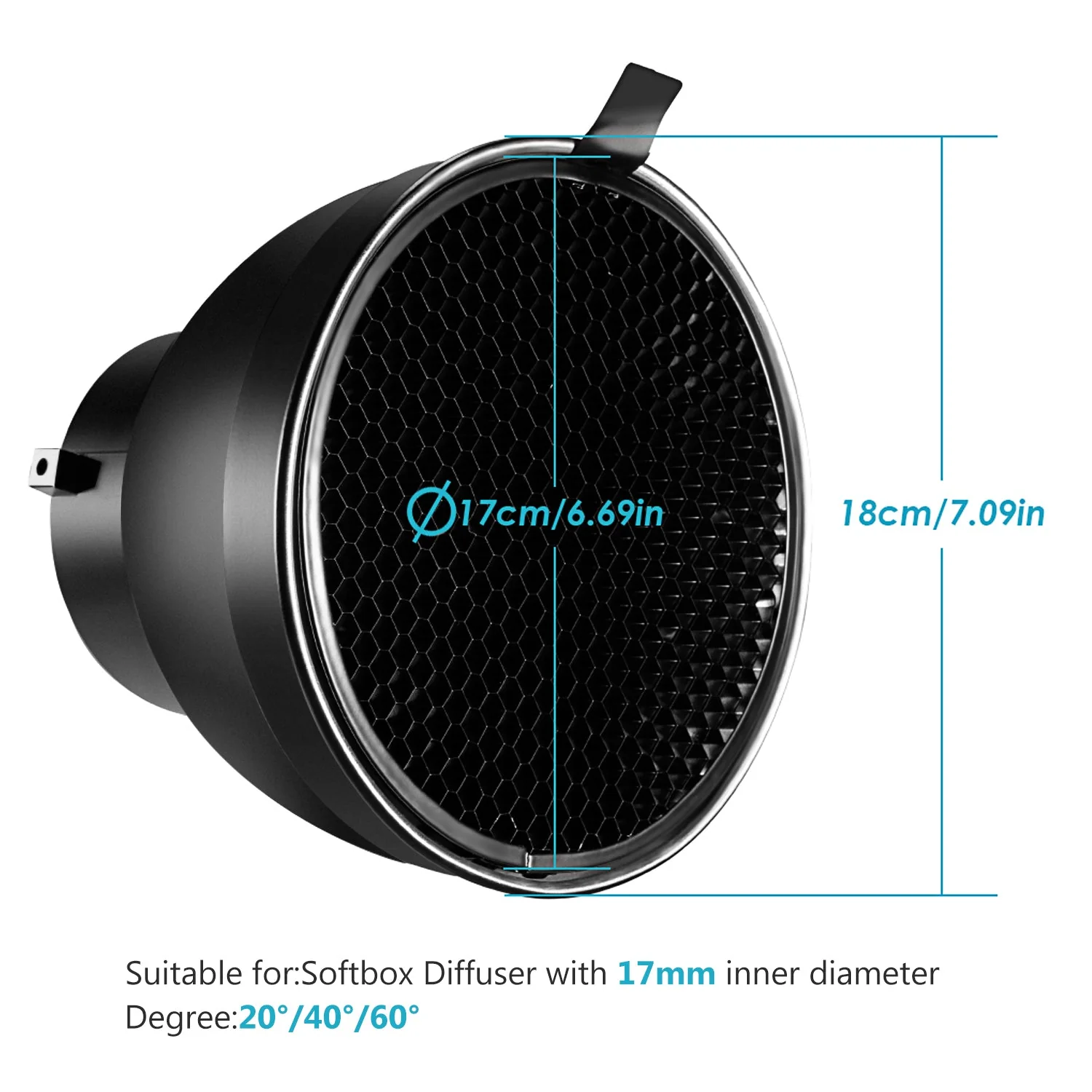 NEEWER Reflector 7" with 20/40/60 Degree Honeycomb Grid - Image 5