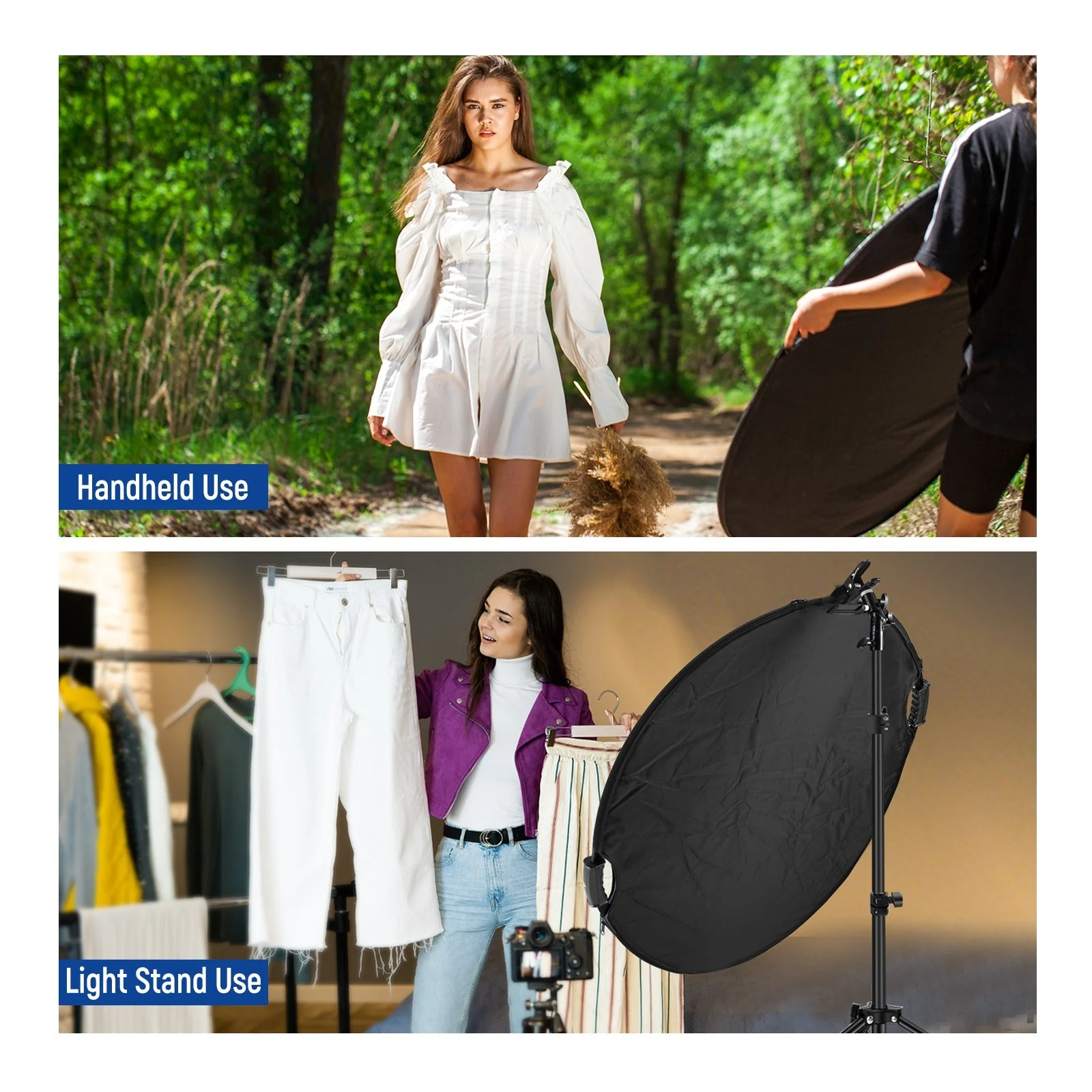 NEEWER 5 In 1 Round Light Reflector with Hand Grips & Clamp - Image 5