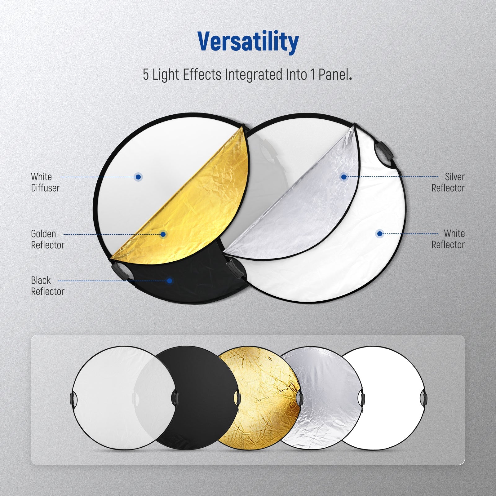 NEEWER 5-in-1 Light Reflector with Handle Grip - Image 5
