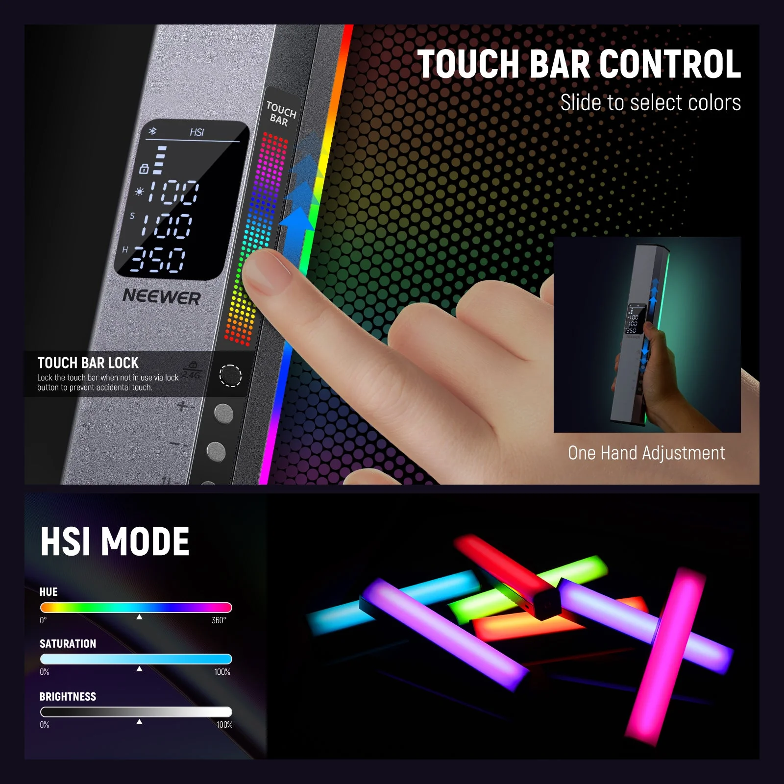 NEEWER RGB1 Magnetic Handheld Light Stick with Metal Barndoor Handle - Image 6