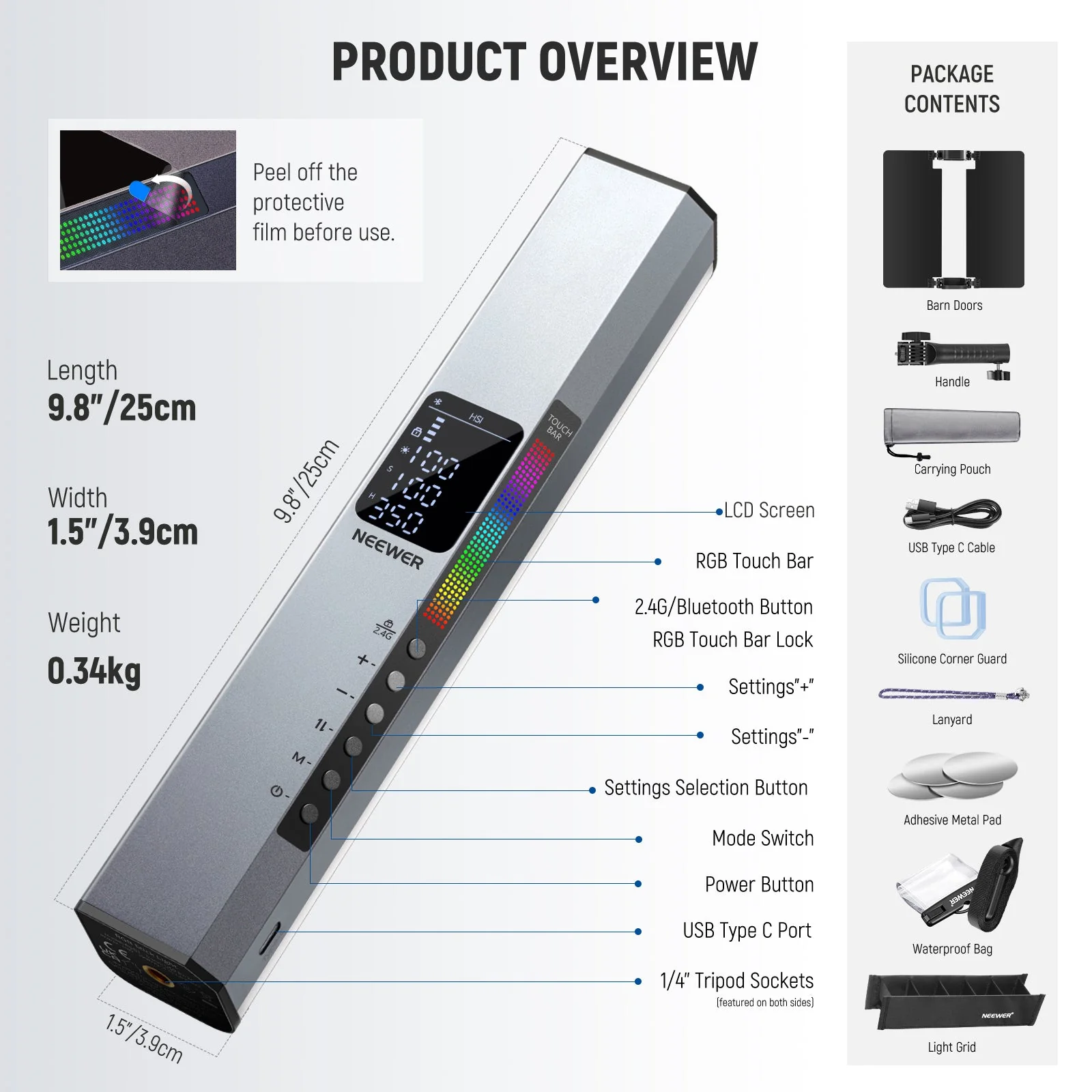 NEEWER RGB1 Magnetic Handheld Light Stick with Metal Barndoor Handle - Image 9