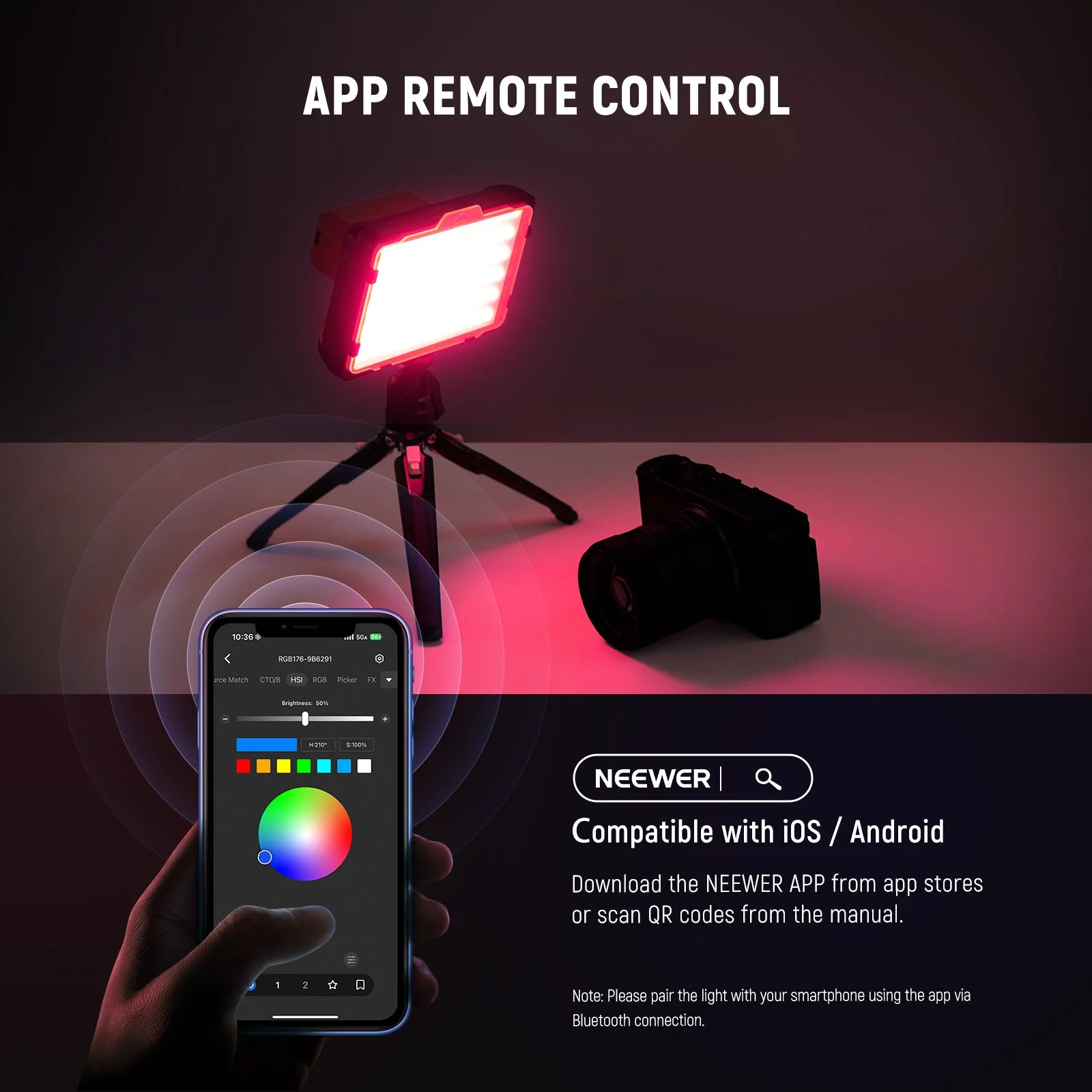 NEEWER RGB176 LED Camera Video Light with Battery - Image 3