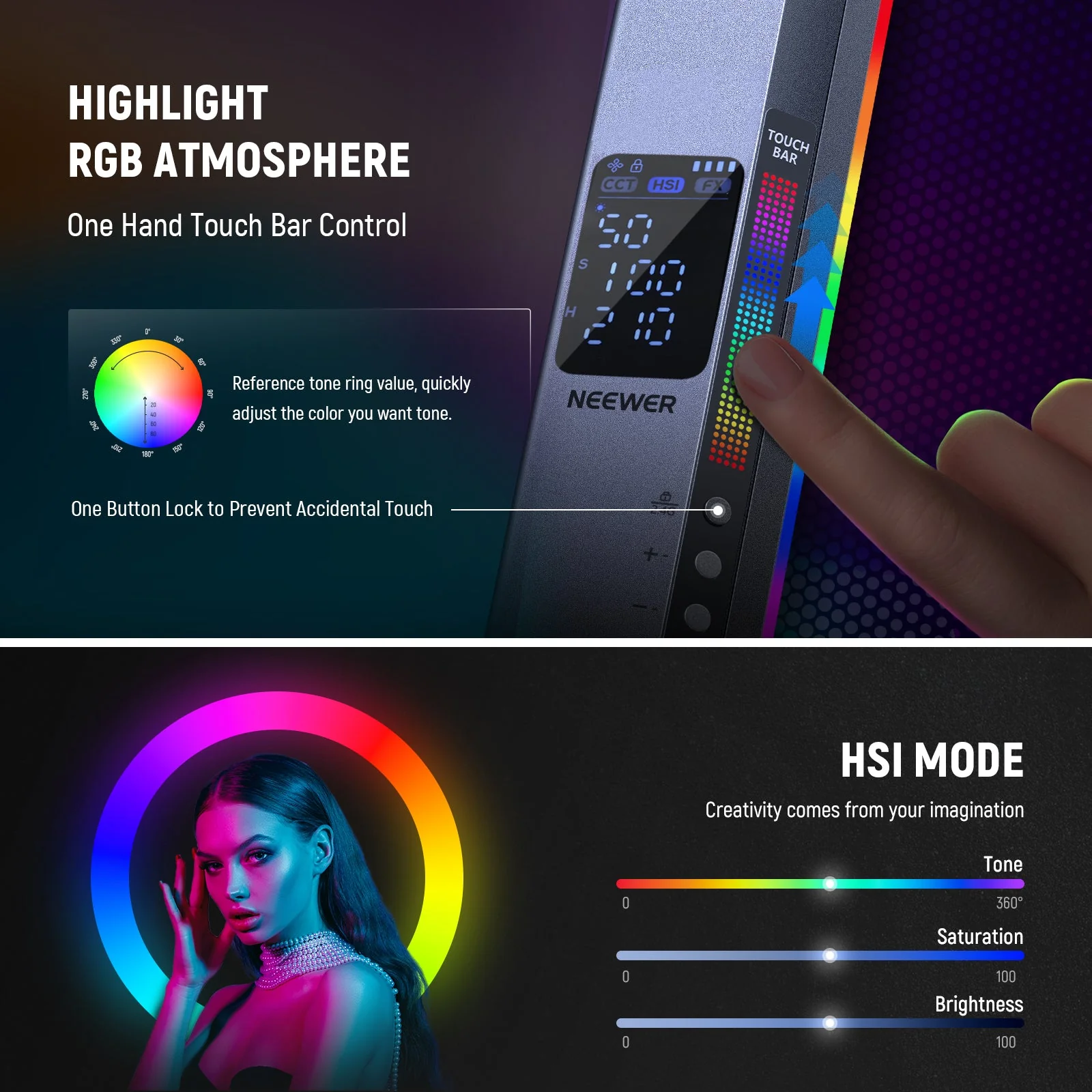 NEEWER RGB2 Magnetic Handheld Light Stick with Barndoor Handle - Image 5