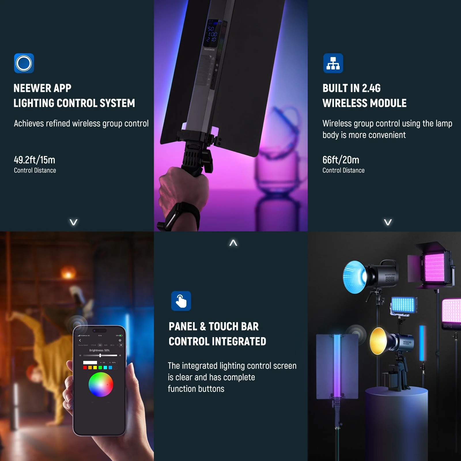 NEEWER RGB2 Magnetic Handheld Light Stick with Barndoor Handle - Image 9