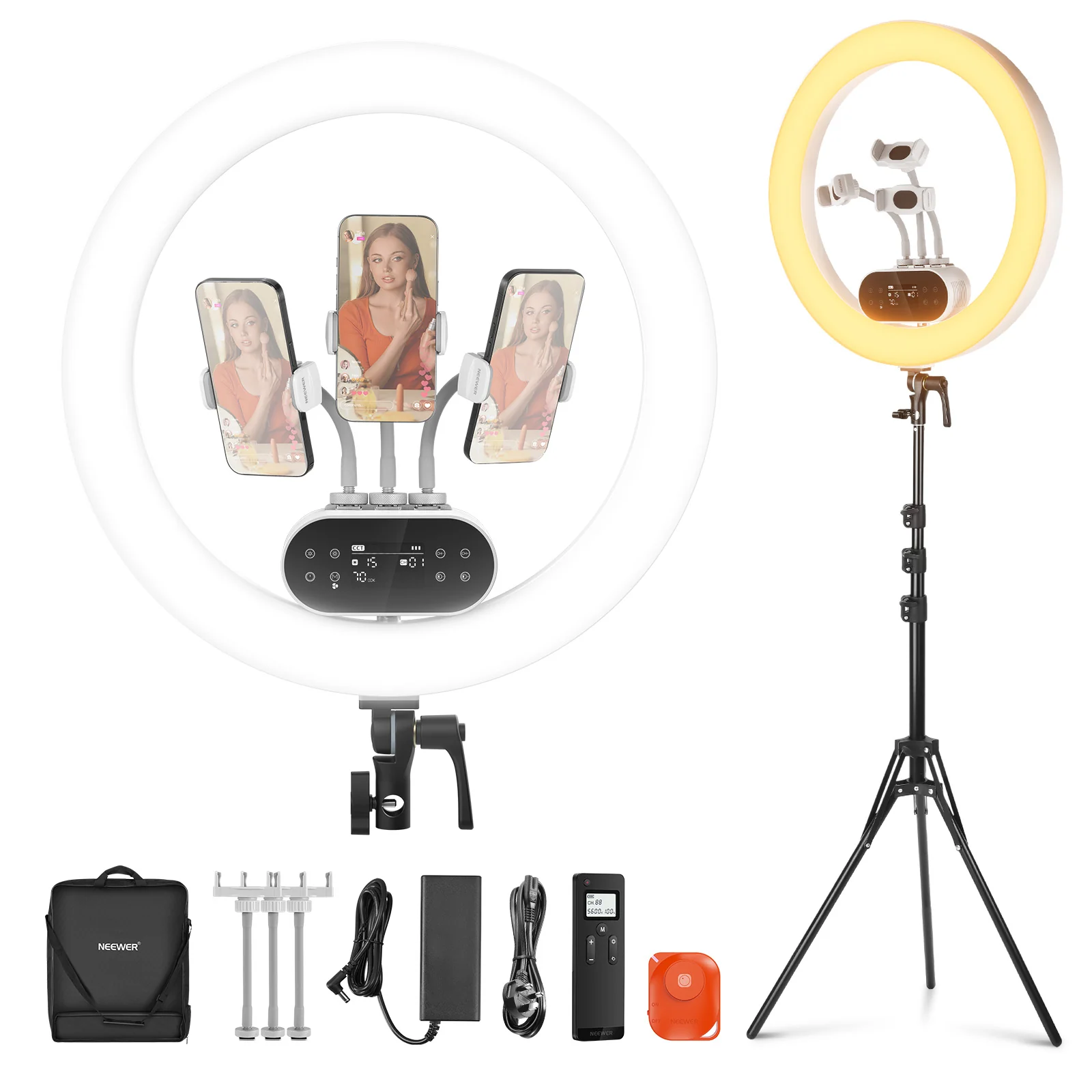 NEEWER RH100B 19" 100W High Power LED Ring Light Kit