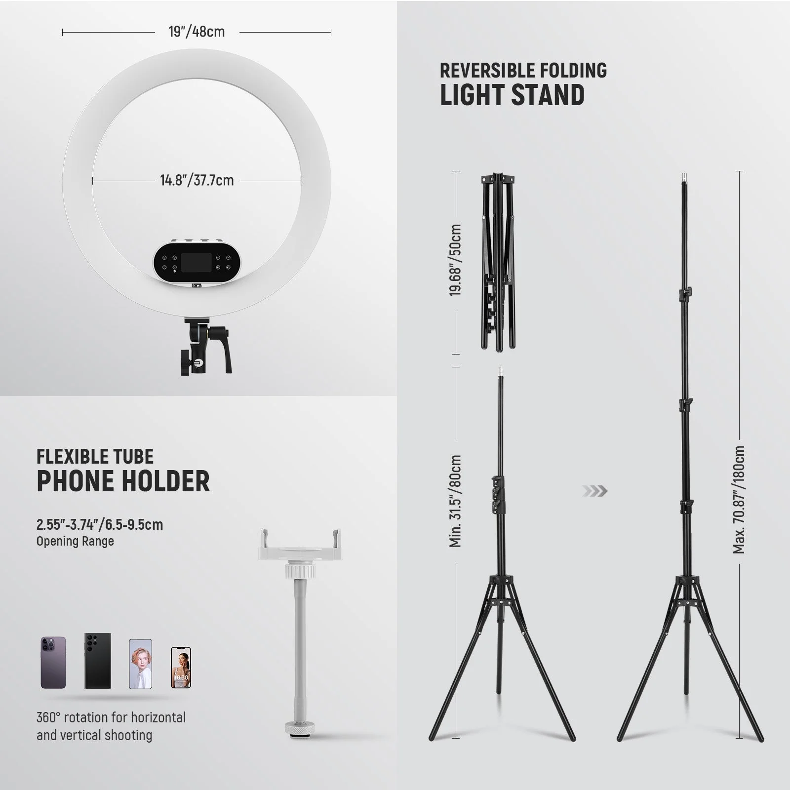 NEEWER RH100B 19" 100W High Power LED Ring Light Kit - Image 7