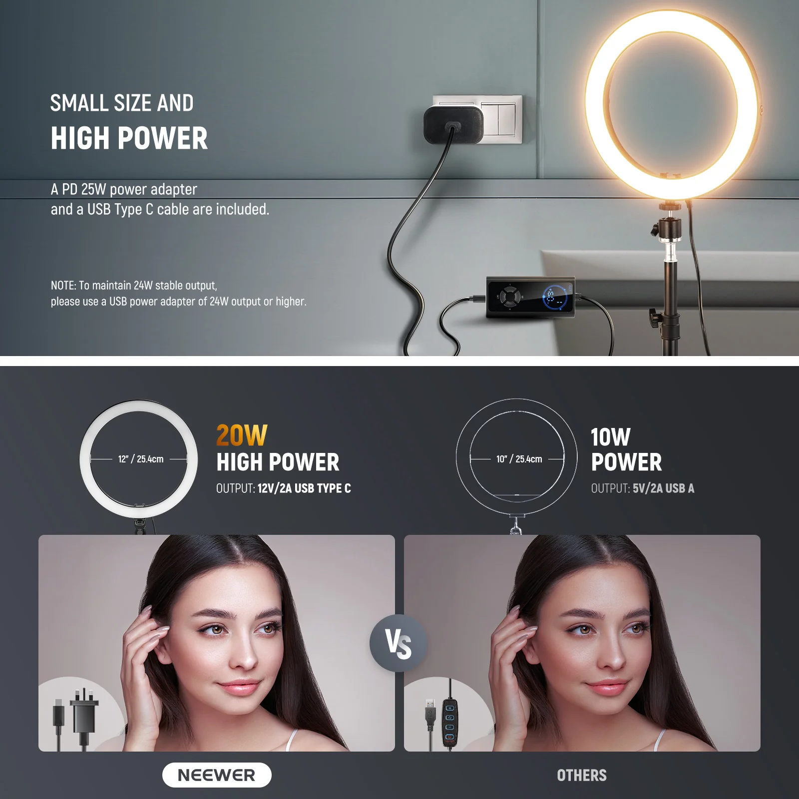 NEEWER RH10B 10" 20W LED Ring Light Kit - Image 6