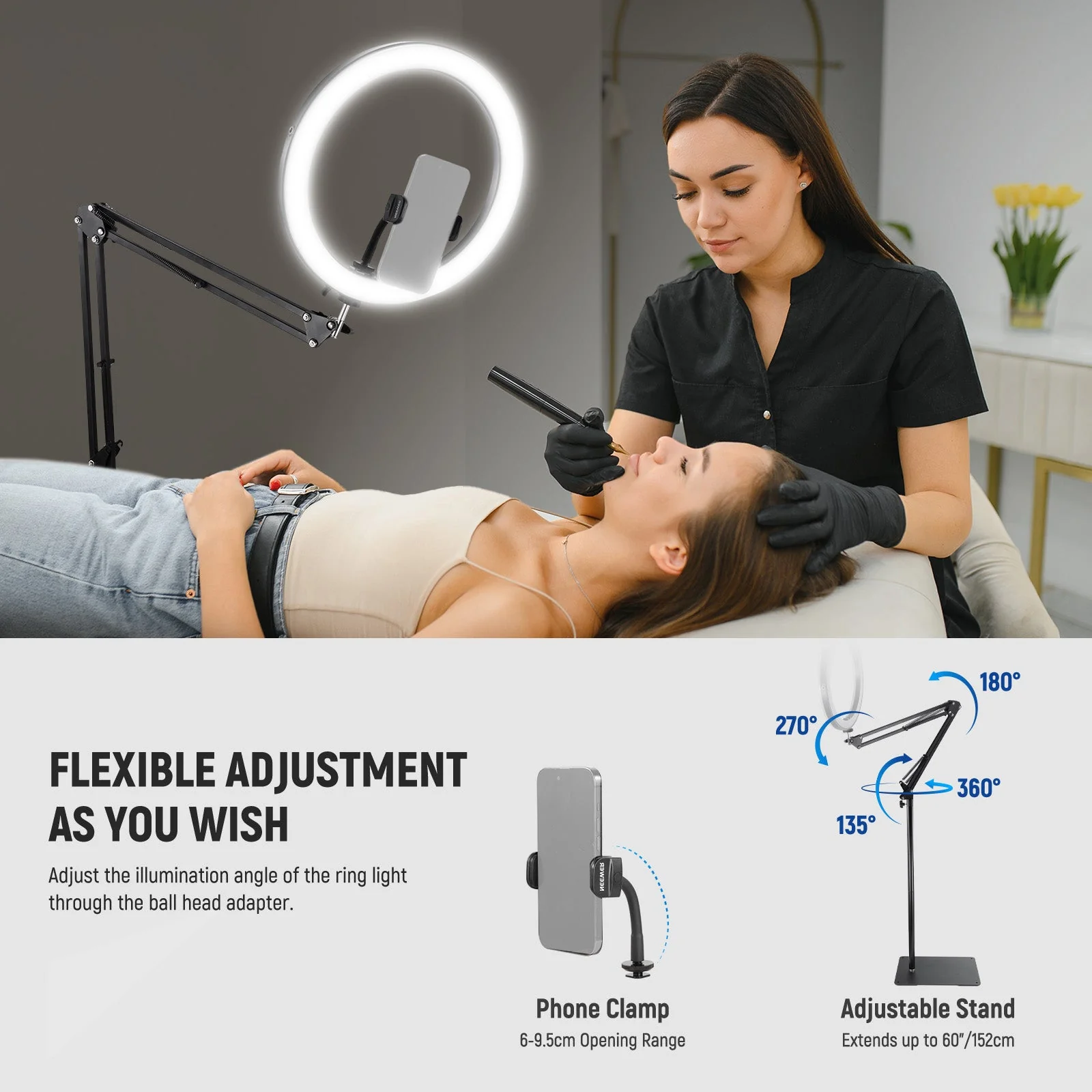 NEEWER RH12B 12" 24W High Power LED Ring Light with Foldable Stand - Image 4